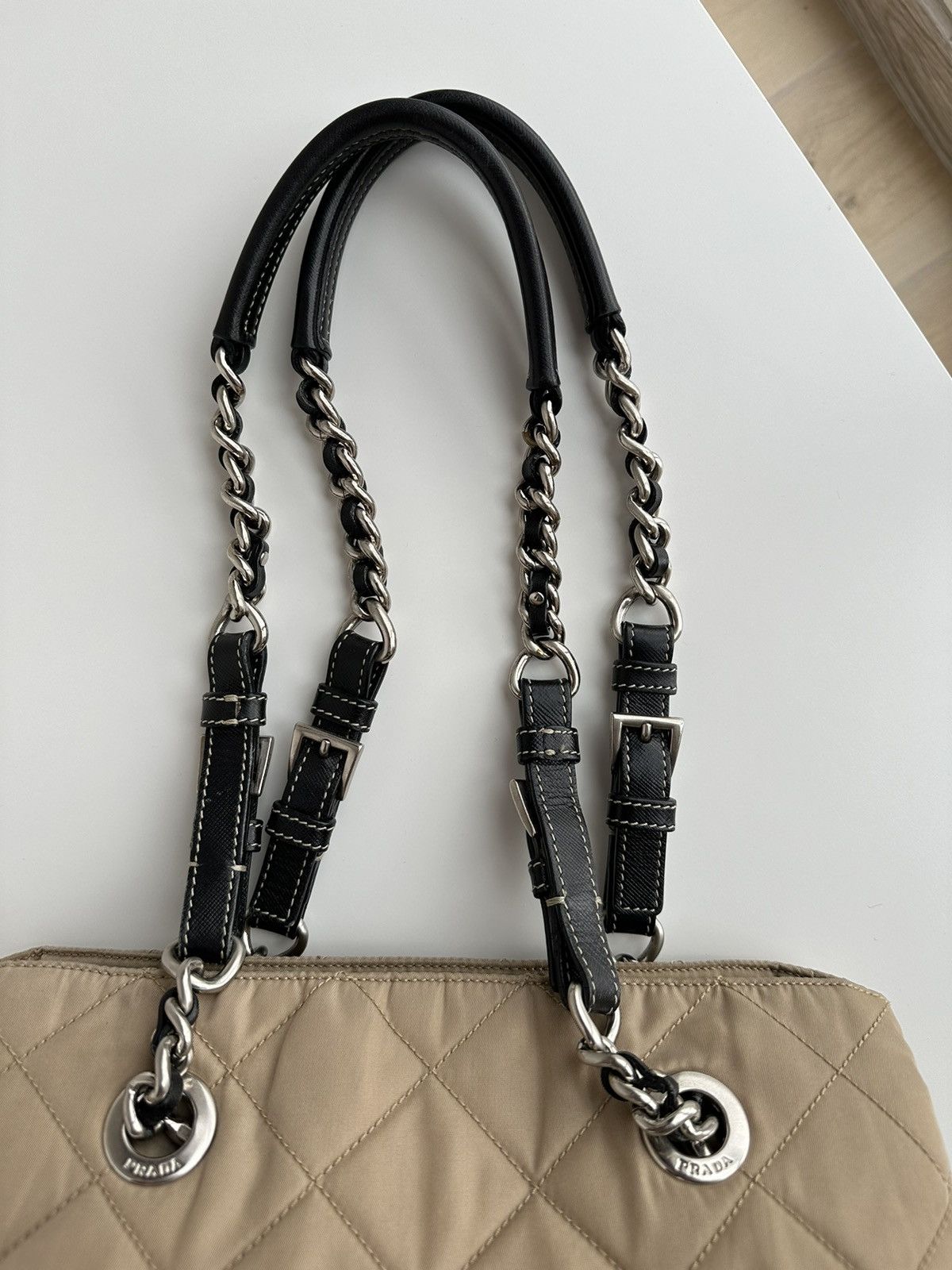 Prada Prada Quilted Chain Shoulder Bag Nylon Beige Tessuto bag Size ONE SIZE - 5 Thumbnail