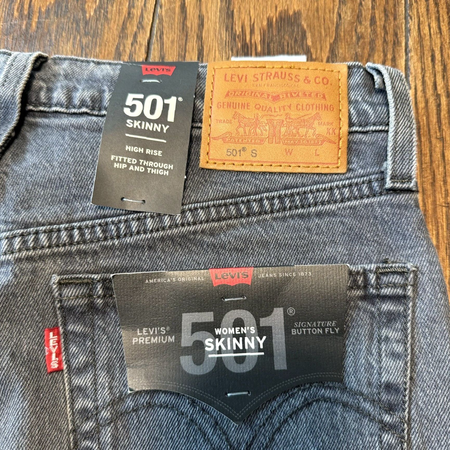 Levi's Levi's 501 Skinny High Rise Button Fly Jeans Womens 27x28 Faded Black Gray Size 27" / US 4 / IT 40 - 3 Thumbnail