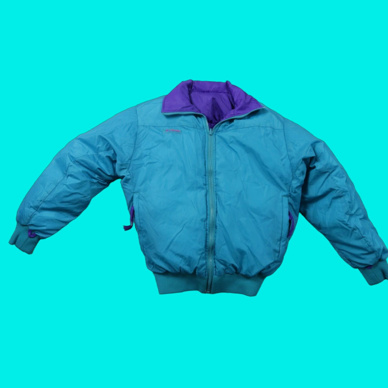 VINTAGE Columbia Women's Short Reversible Down Puffer Jacket 90s