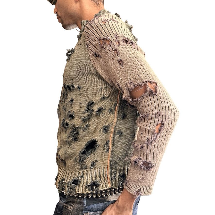 Other ASTROBOI* Khaki/Tan Ribbed Grunge Zip Up Sweater - XL Size US XL / EU 56 / 4 - 4 Thumbnail