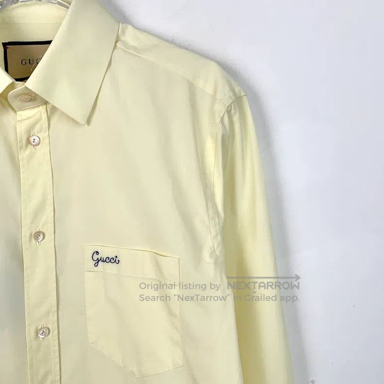Gucci Gucci Light yellow logo embroidered cotton long-sleeved sh Size XS / US 0-2 / IT 36-38 - 3 Thumbnail