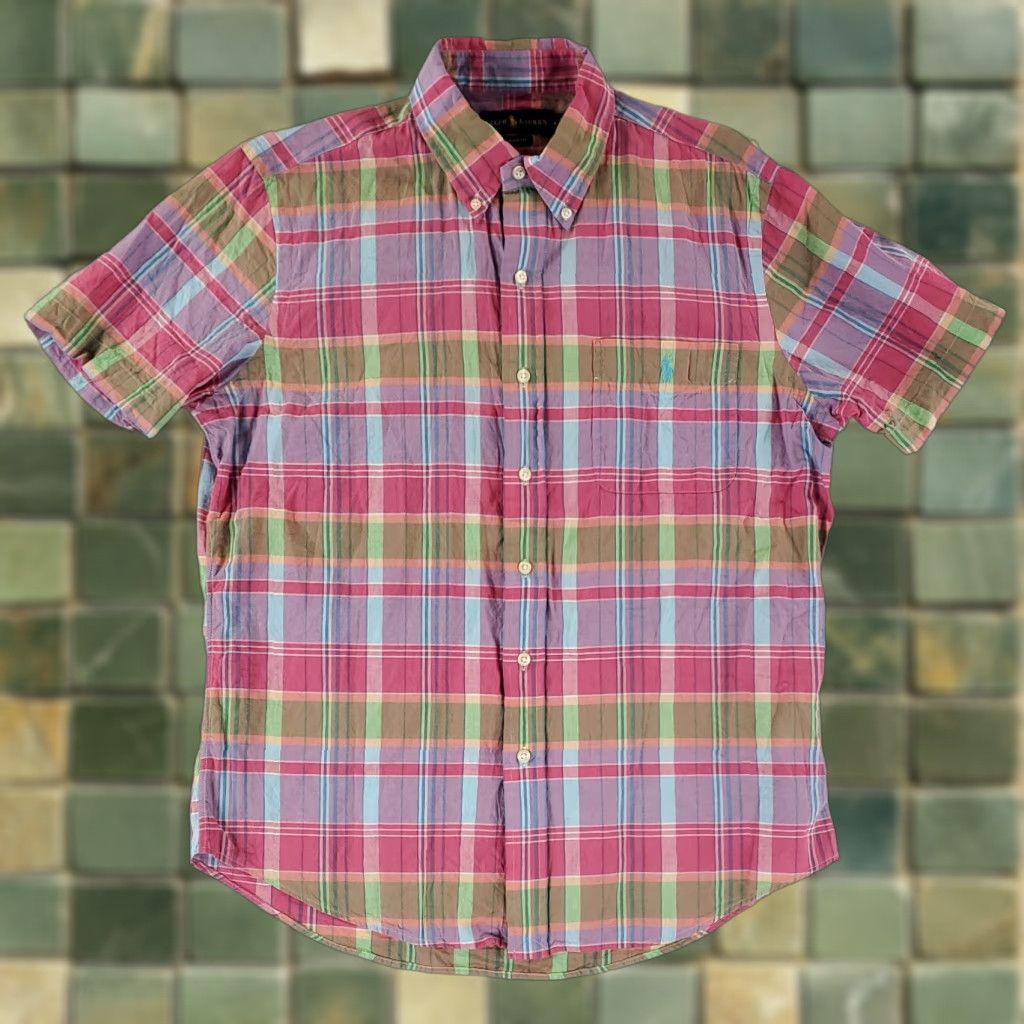 Ralph Lauren Ralph Lauren Shirt Button Down Madras Plaid Pastel Short Sleeve Mens M Multicolor Size US M / EU 48-50 / 2 - 1 Thumbnail