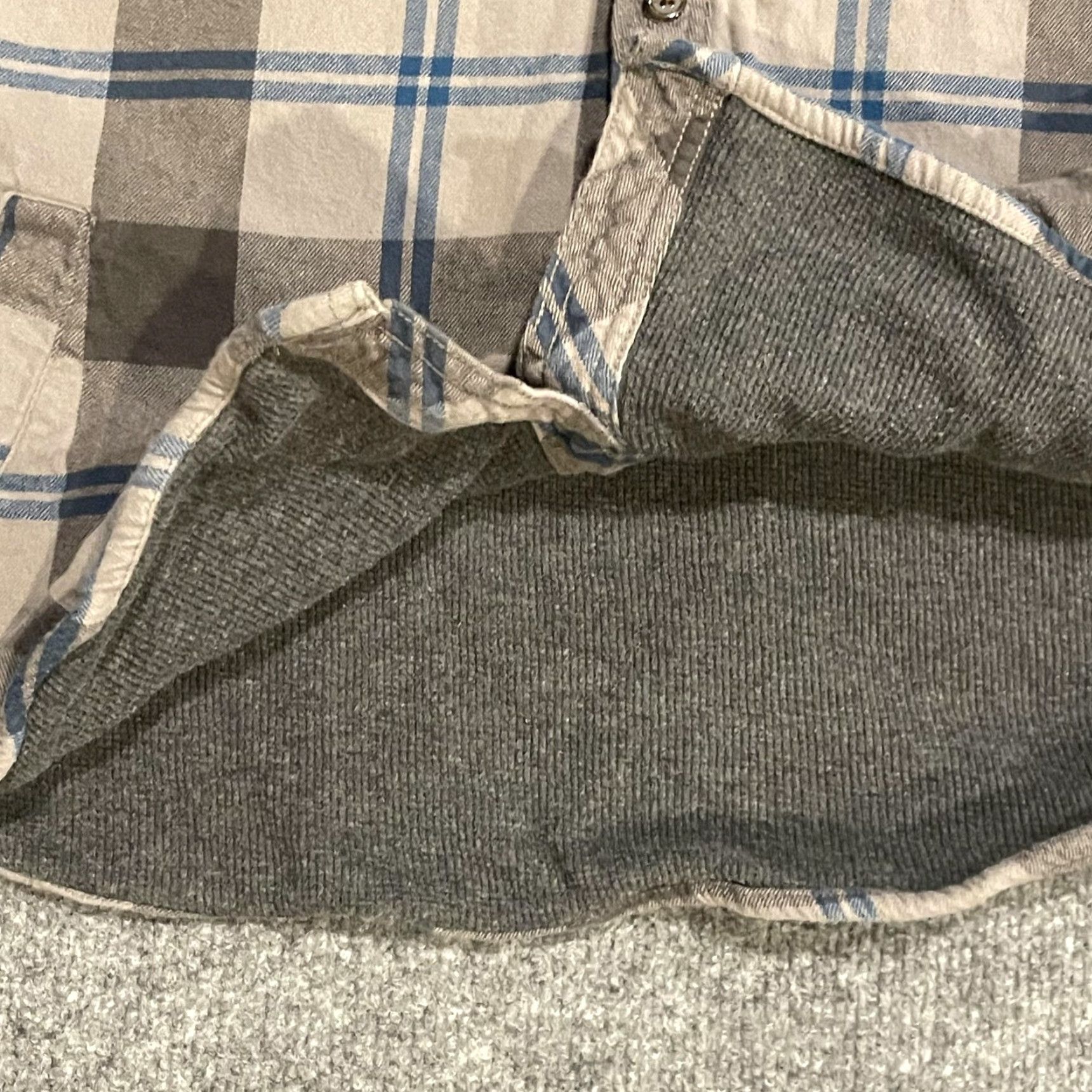 Vintage Voyager Shirt Mens L Brown Gray Blue Plaid Flannel Lined Heavyweight Polar Fleece Button-Up Pockets Size US L / EU 52-54 / 3 - 7 Thumbnail