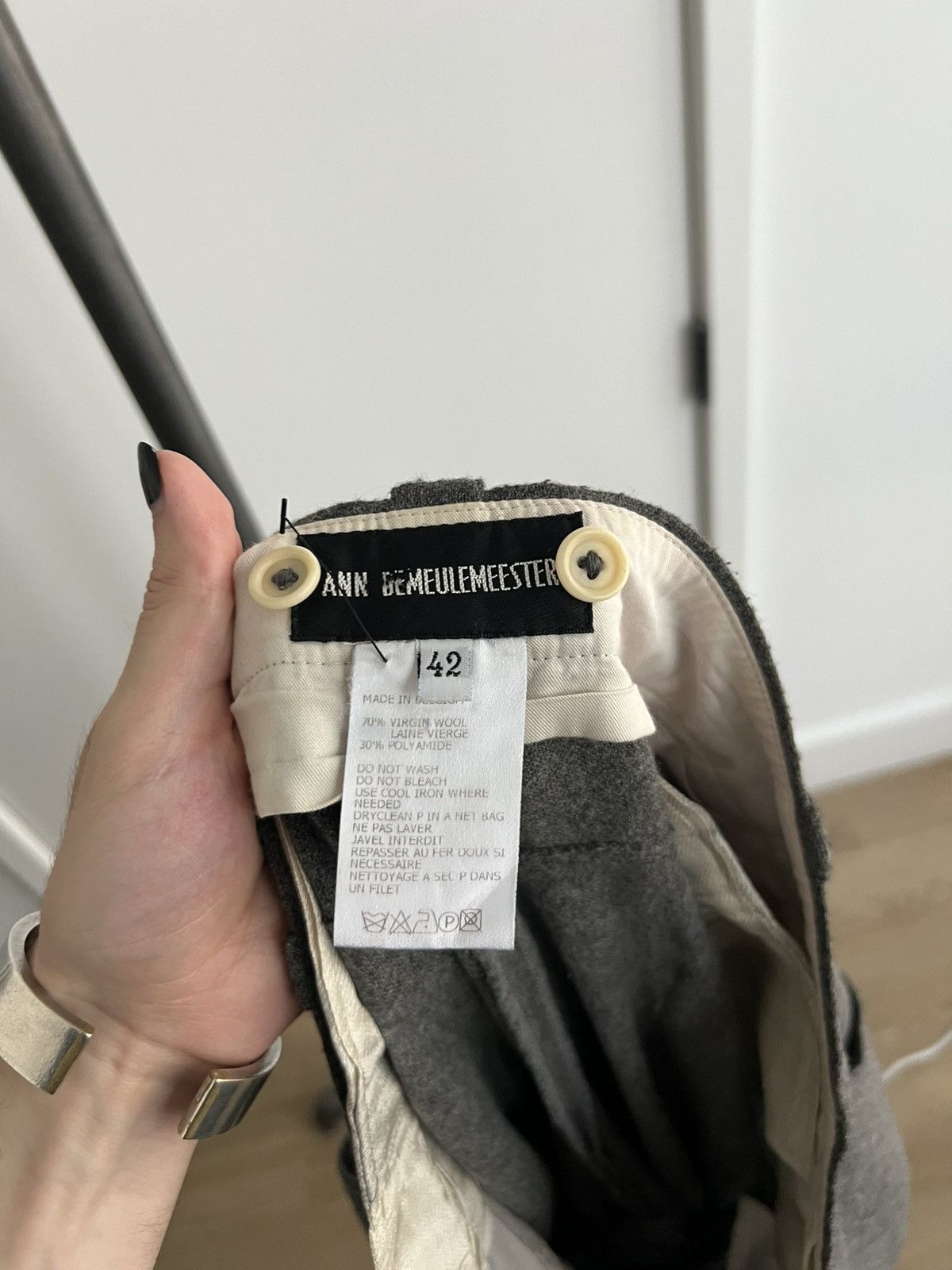 Ann Demeulemeester SS97 Gray Wool Wide Trousers Size 28" / US 6 / IT 42 - 5 Thumbnail