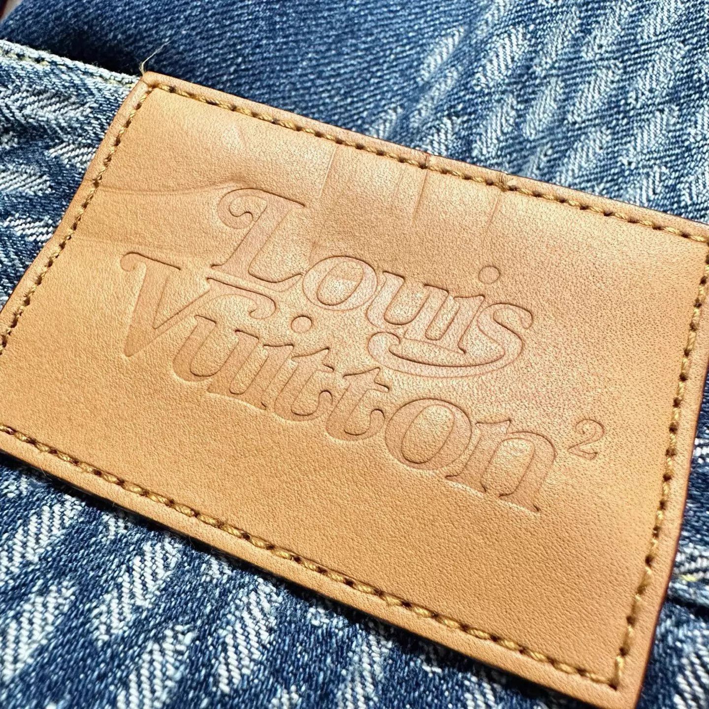 Louis Vuitton LV x Nigo GiantDamierWavesMonogram Blue 32W Jeans Size US 32 / EU 48 - 3 Thumbnail