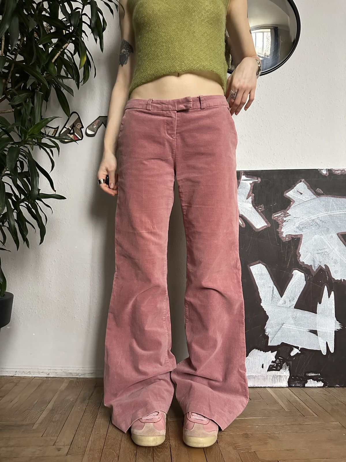 Japanese Brand × Seditionaries Glamour Y2K 2000s Flared Wide Leg Velvet Corduroy Pants Size 30" / US 8 / IT 44 - 2 Thumbnail