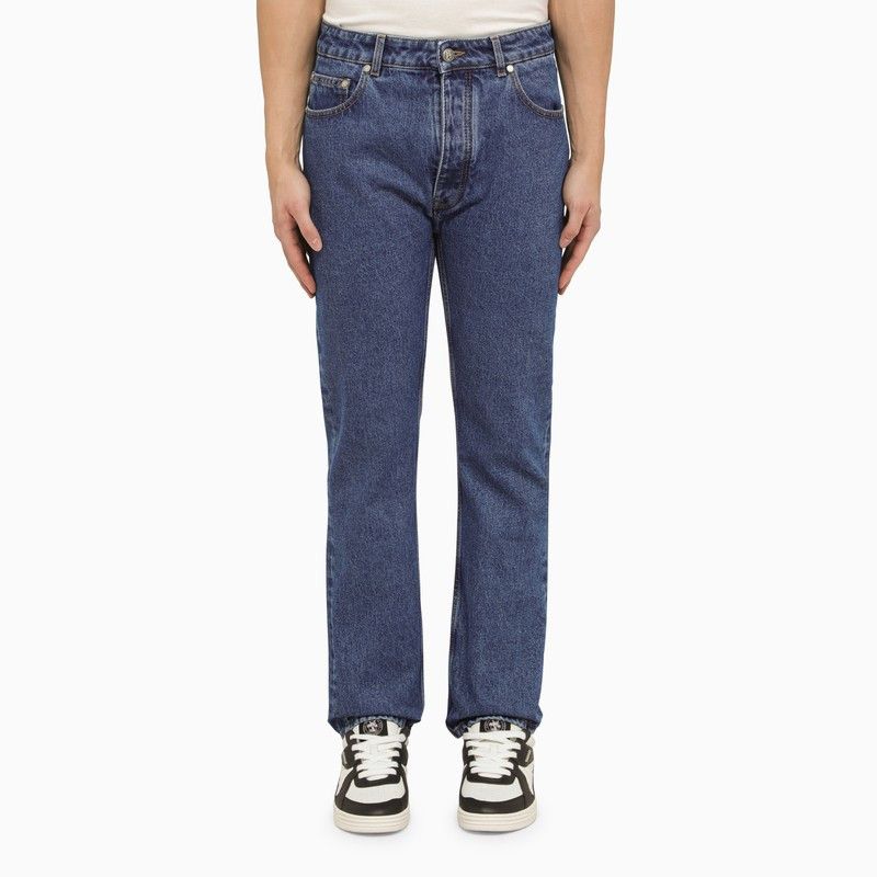 image of Palm Angels Blue Jeans With Monogram Embroidery in Light Blue, Men's (Size 33)