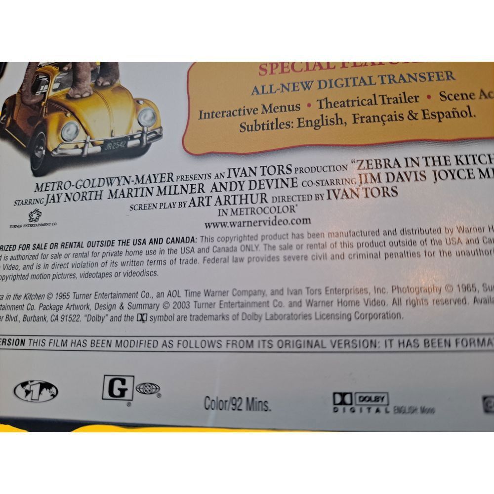 Other Warner Bros Zebra in the Kitchen DVD Family Movie Comedy Ani Size ONE SIZE - 5 Thumbnail
