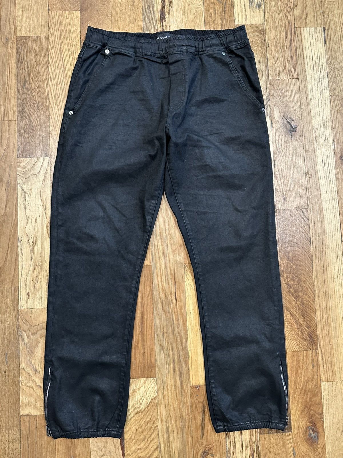 Purple Brand Purple Brand Black Waxed Jogger Pants Size XL Size US 34 / EU 50 - 1 Thumbnail
