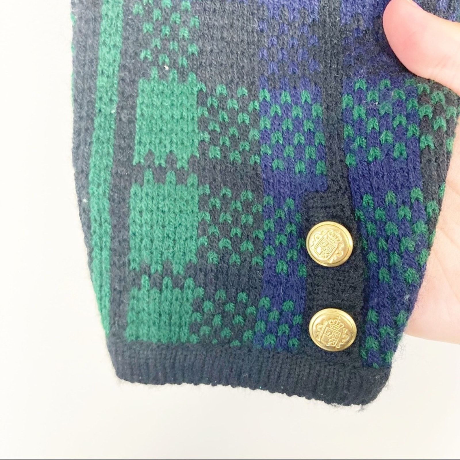 Vintage Vintage Tally Ho Green Plaid Button Front Cardigan Sz L Size L / US 10 / IT 46 - 3 Thumbnail