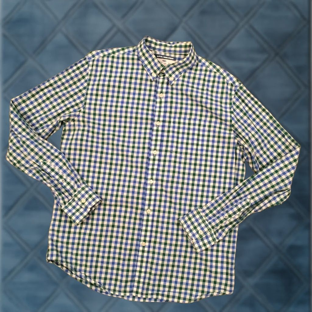 Old Navy Old Navy Shirt Men’s Large Slim Blue Green Check Long Sleeve Button Up Size US L / EU 52-54 / 3 - 1 Thumbnail