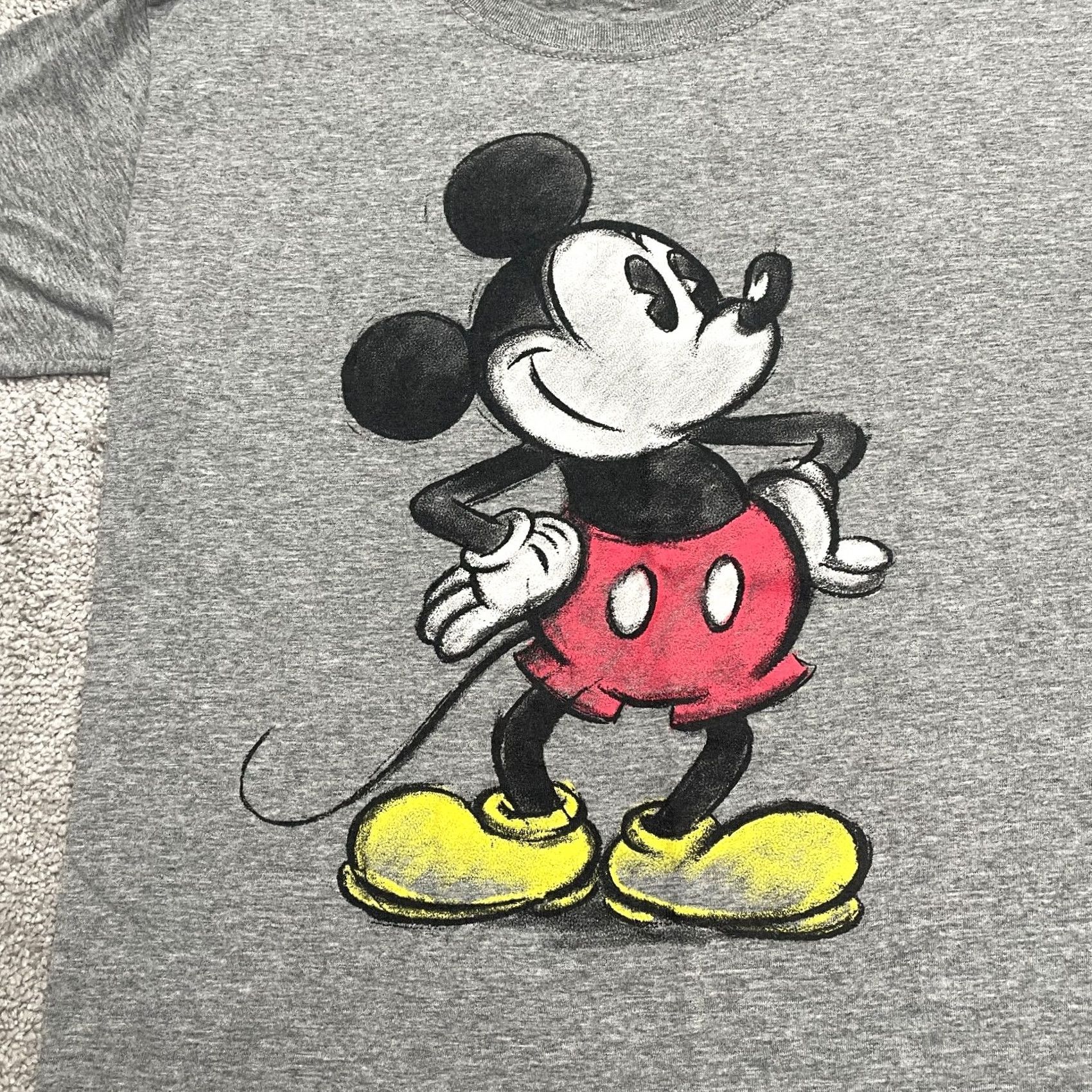 Disney Disney Mickey Mouse Womens Graphic Tee Medium Gray Short Sleeve Crewneck Cotton Size 32" / US 10 / IT 46 - 4 Thumbnail