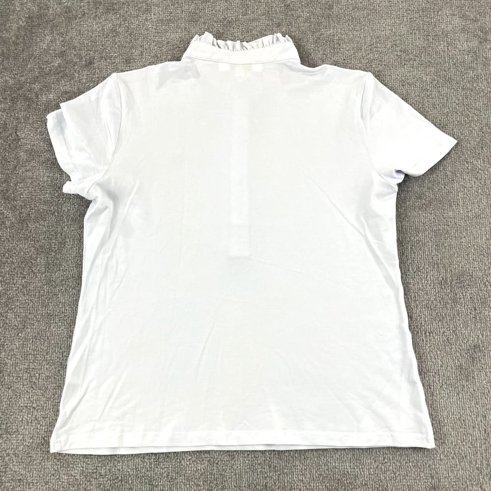 Vintage JEAN-PIERRE KLIFA Shirt Womens XL Grayish White Ruffled Wellington Polo S/S Size XL / US 12-14 / IT 48-50 - 7 Thumbnail