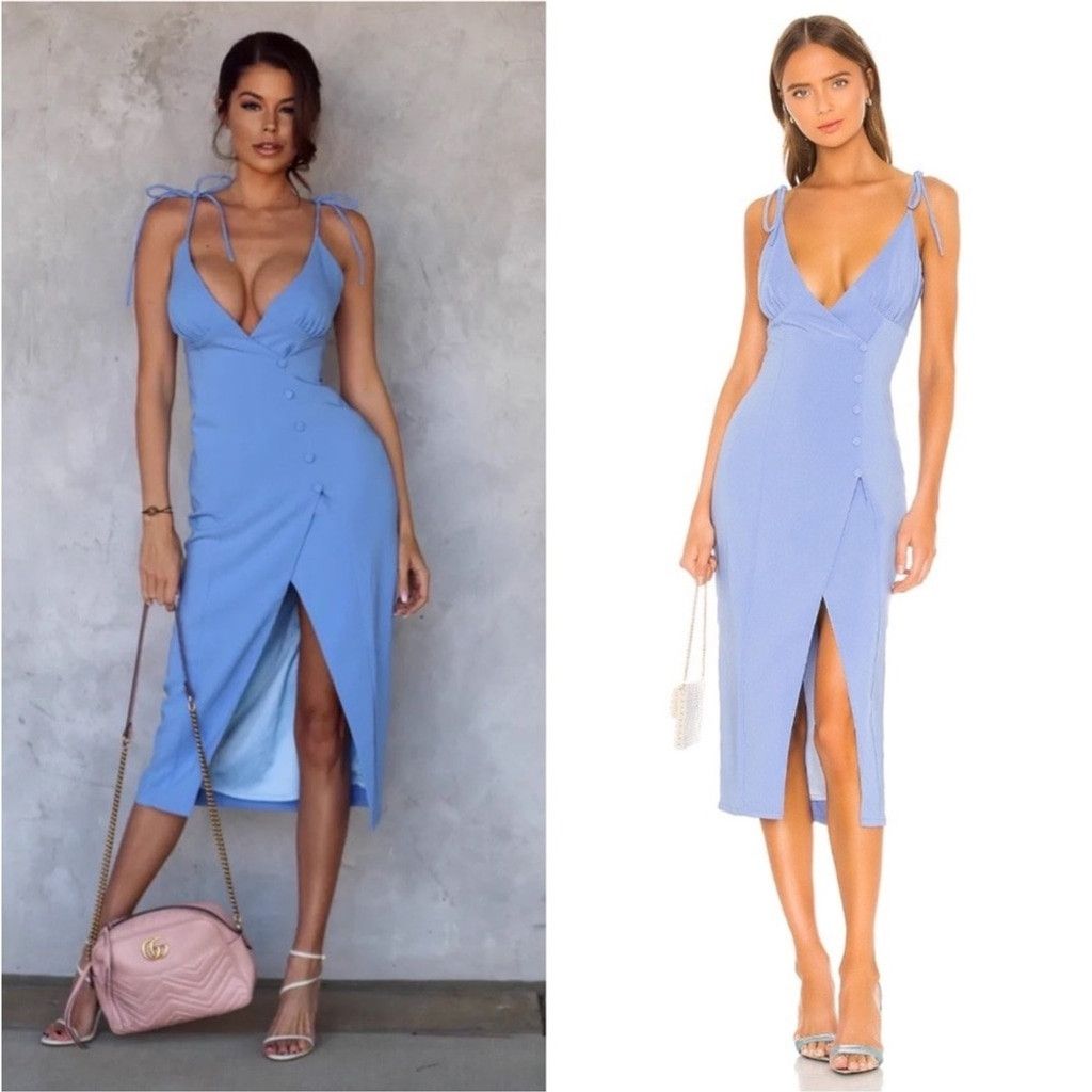 blue and white polka dot midi dress The Evette Navy Polka Dot Zip Front Midi Dress