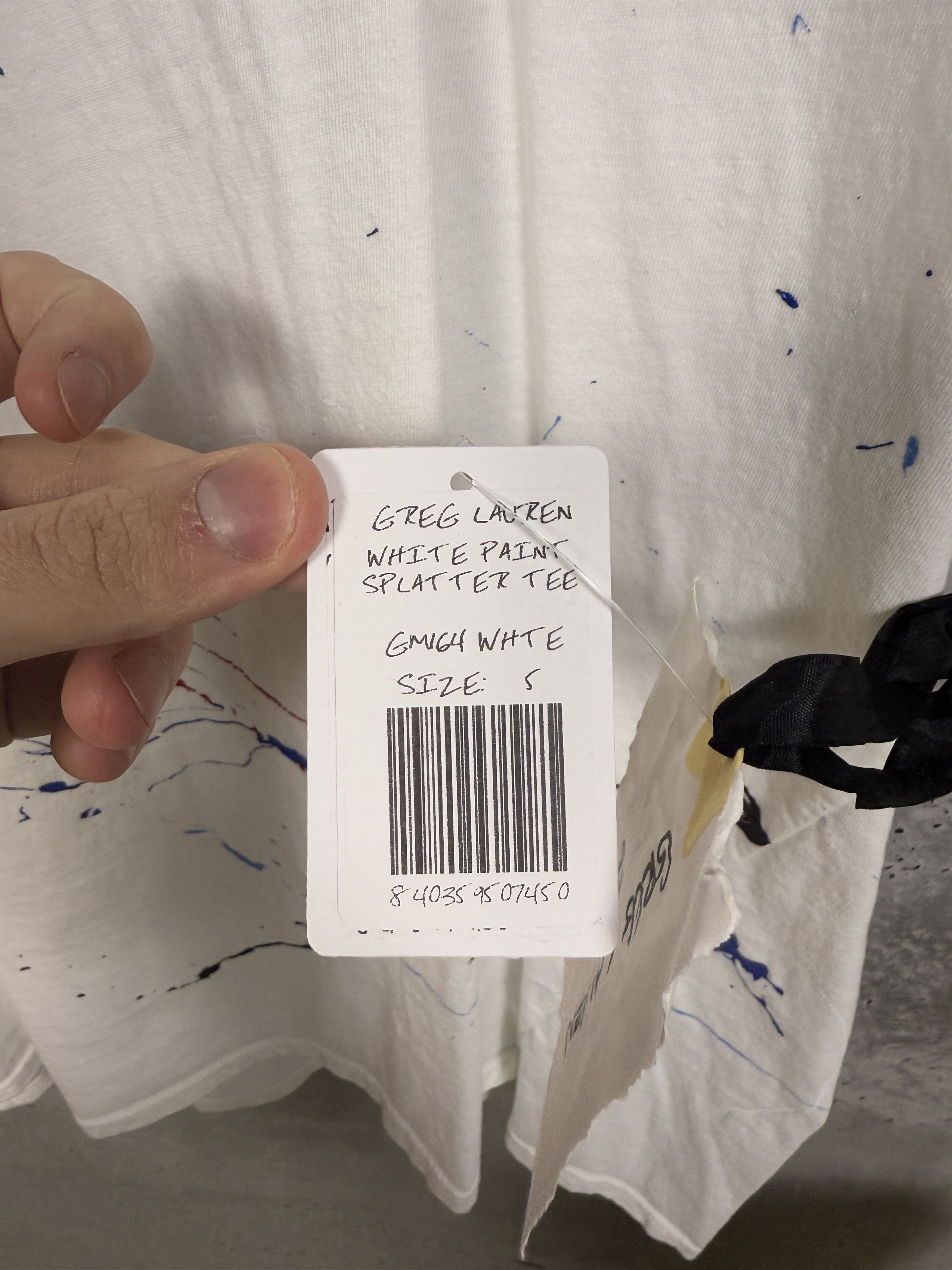 Greg Lauren Greg Lauren White Paint Splatter Tee Size US XXL / EU 58 / 5 - 13 Thumbnail