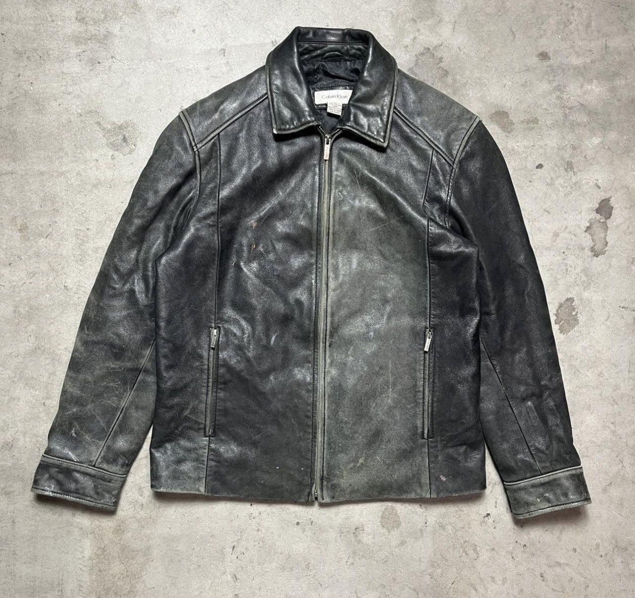 Calvin Klein CALVIN KLEIN BLACK LEATHER VINTAGE JACKET Size US M / EU 48-50 / 2 - 1 Thumbnail