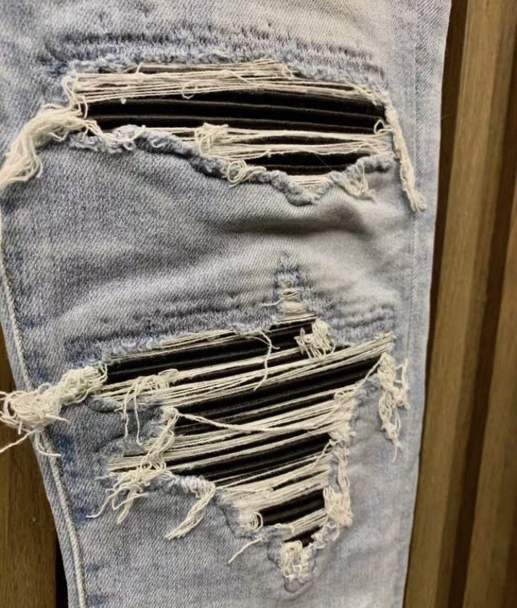 Amiri AMIRI mx1 split leather distressed stretch jeans 2412- Size US 28 / EU 44 - 4 Thumbnail