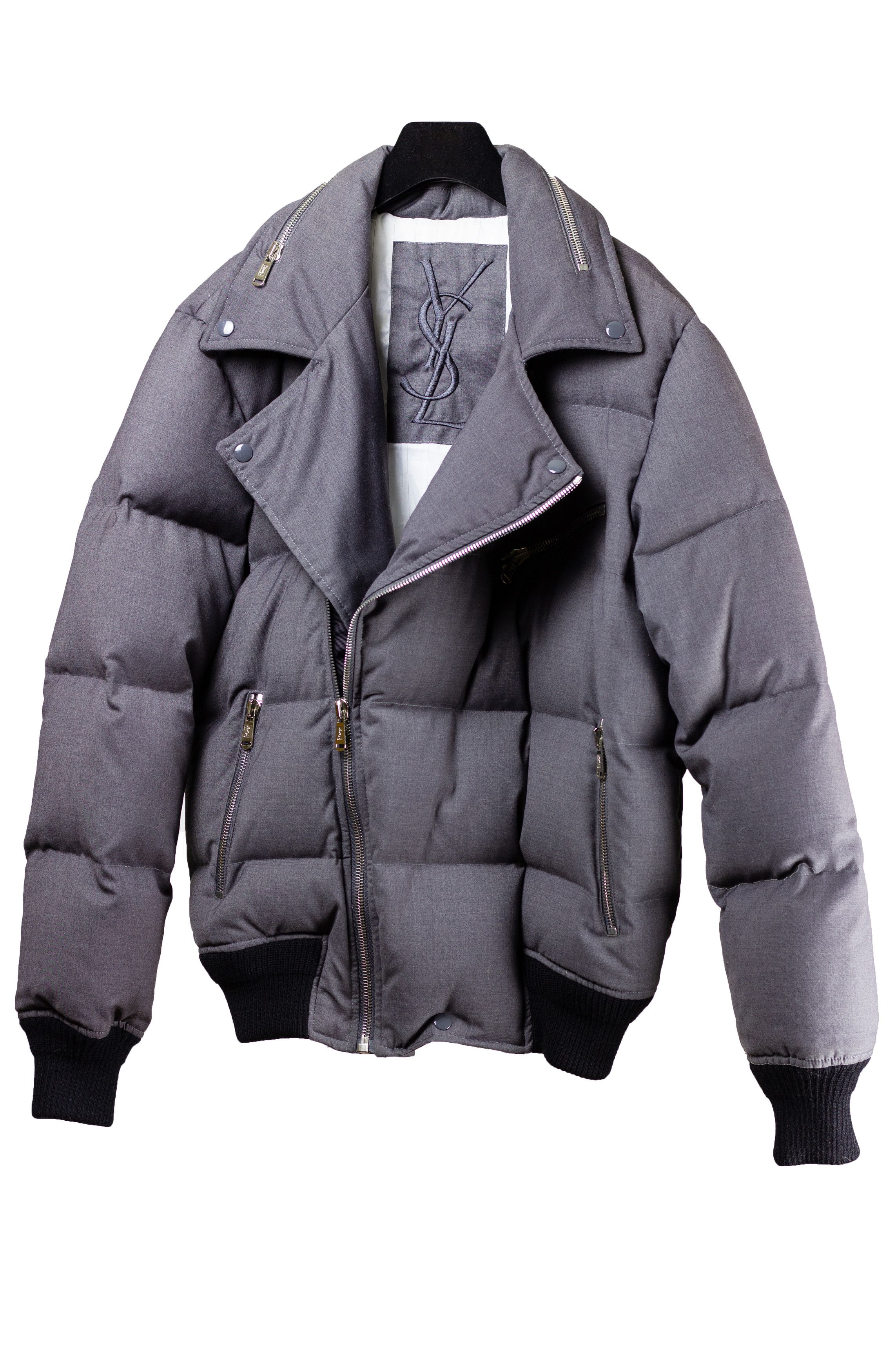 image of YSL Rive Gauche By Tom Ford x YVES Saint Laurent Puffer Down Jacket Coat in Grey, Men's (Size Large