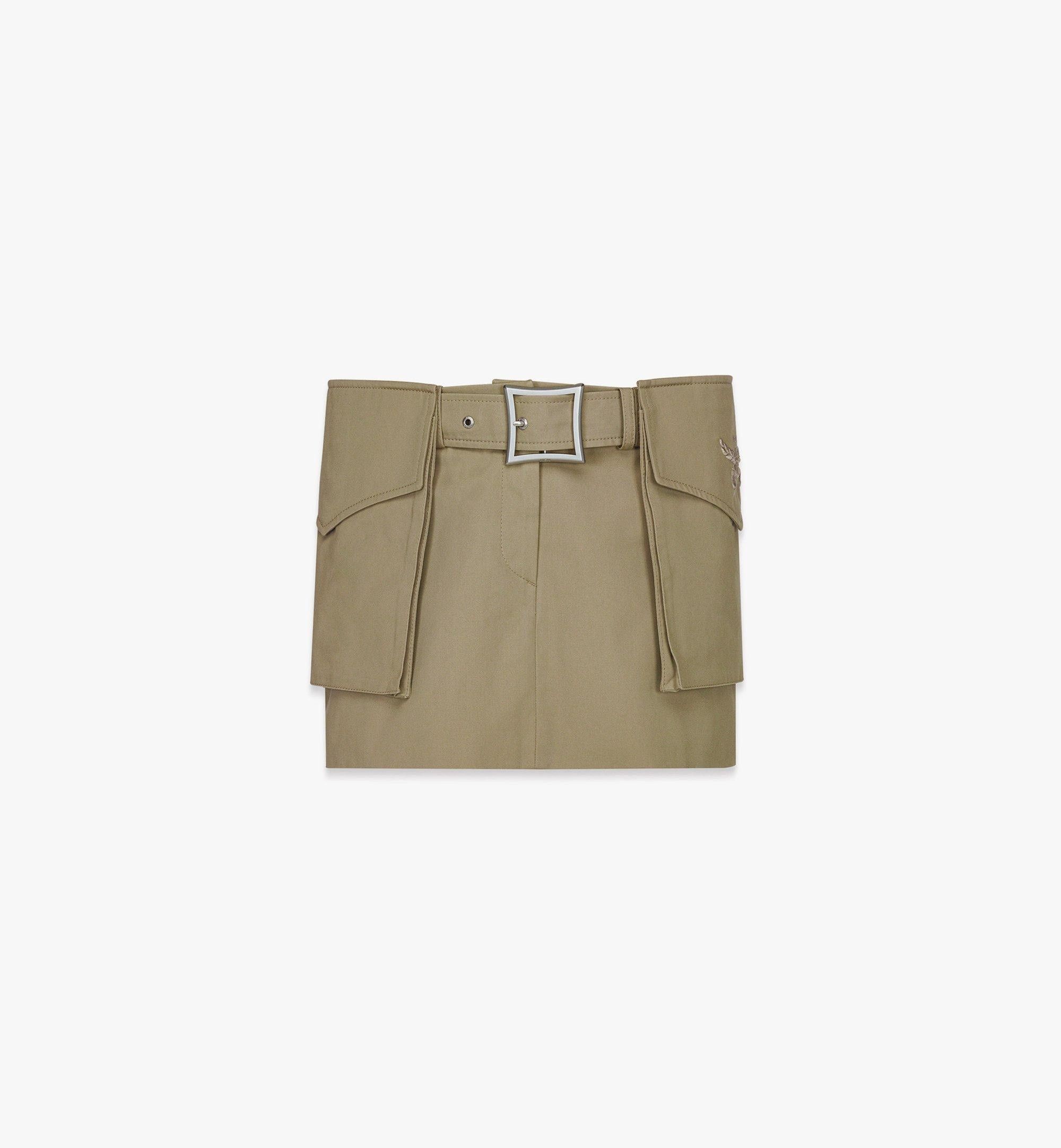 o1mt1gz0925 Gabardine Skirt Detachable Pocket Belt Beige