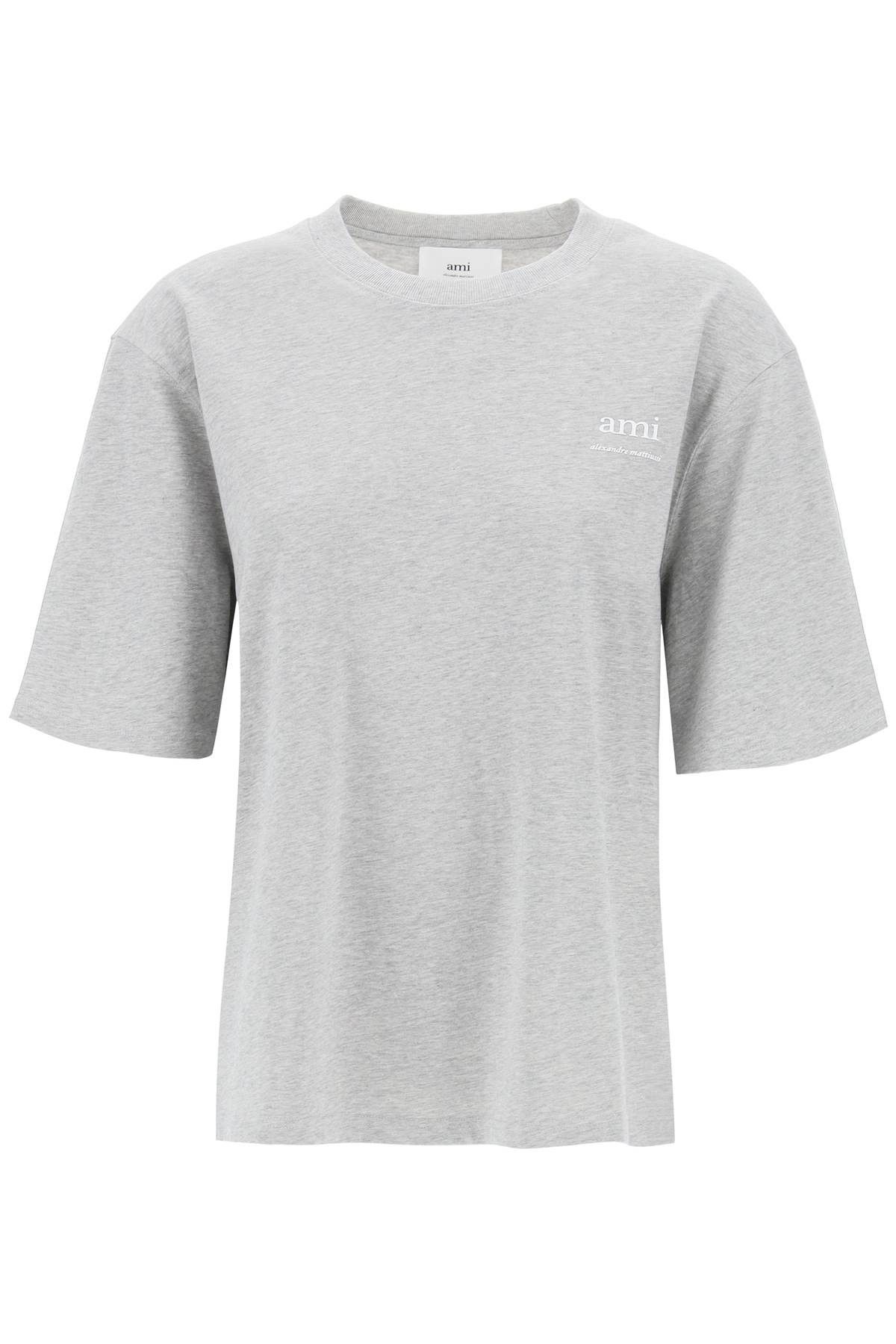 image of Ami Alexandre Matiussi Organic Cotton T-Shirt in Gris Cendre Chine, Women's (Size Medium)