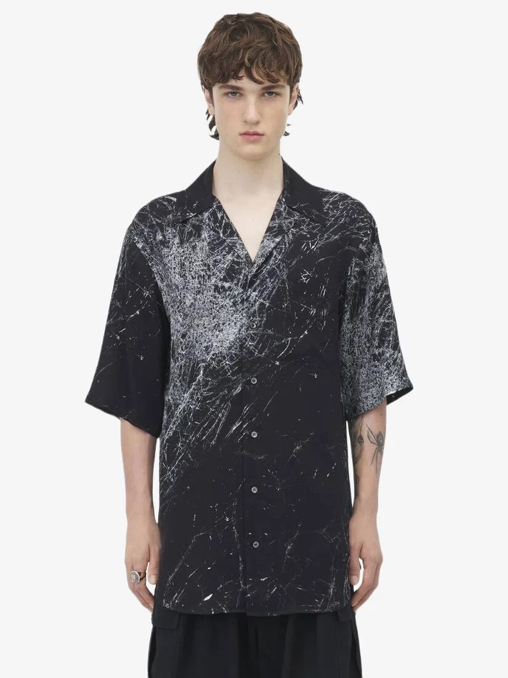 Alexander McQueen o1srvl11e0226 Smashed Screen Collared Shirt In Black Size US S / EU 44-46 / 1 - 2 Thumbnail
