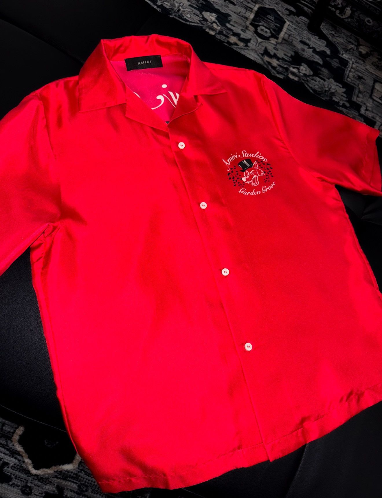 Amiri Amiri red silk logo shirt Size US M / EU 48-50 / 2 - 3 Thumbnail