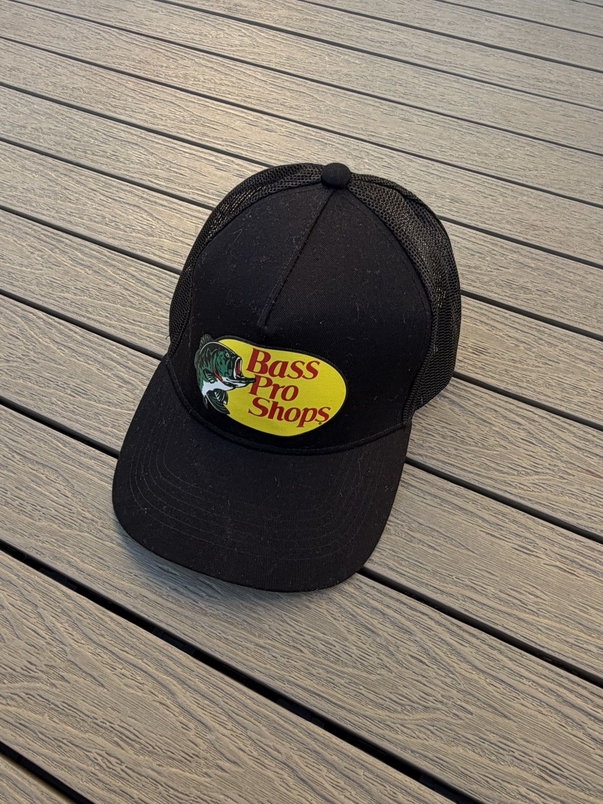 Bass Pro Shops Bass Pro Shops Black Mesh Trucker Hat Snapback Fishing Cap Size ONE SIZE - 1 Thumbnail