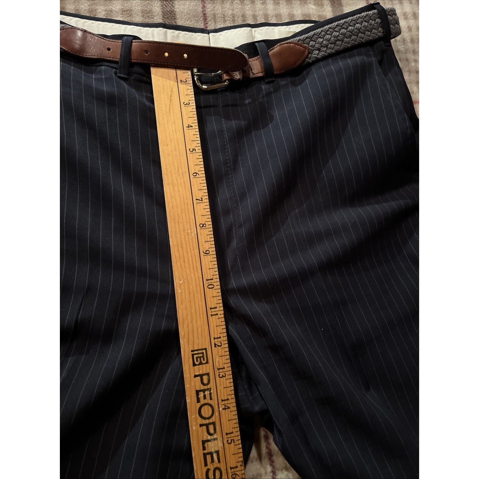 Haggar Haggar Vintage Pants Men 36x29 Navy Blue Stripe Dacron Rayon Size US 36 / EU 52 - 6 Thumbnail