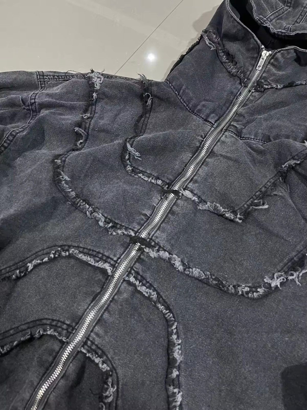 Japanese Brand × Vintage Y2K Splicing Zip Up Hoodie Denim Jacket Size US M / EU 48-50 / 2 - 7 Thumbnail