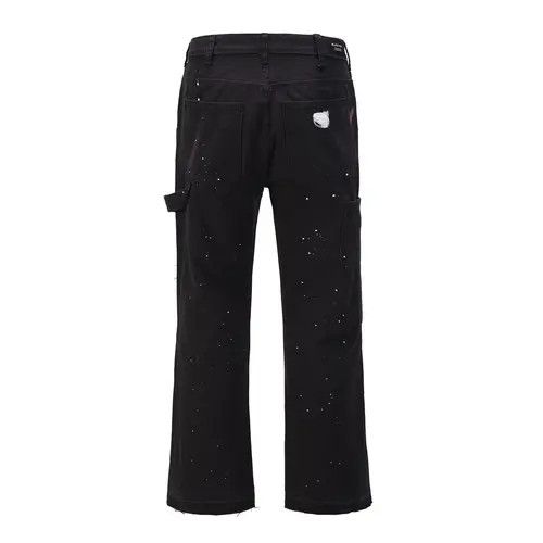 Japanese Brand VIBE Splattered Paint Wide Leg Flare Black Denim Jeans Size US 30 / EU 46 - 4 Thumbnail