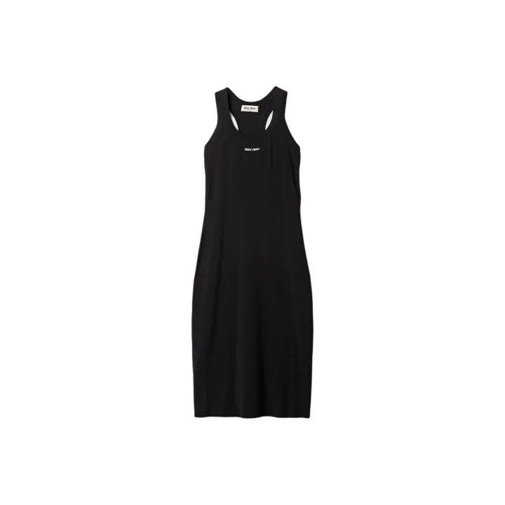 Miu Miu Miu Miu Logo Cotton Sleeveless Dress for Women 0079 Size M / US 6-8 / IT 42-44 - 1 Thumbnail