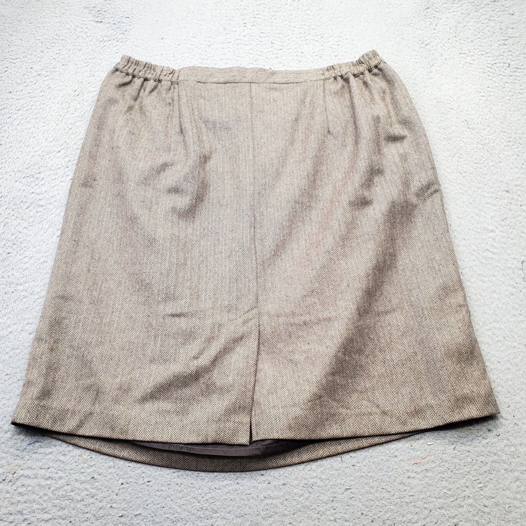 Vintage Leslie Fay Skirt Womens 24WP Brown Herringbone Lined Wool Blend Button Midi A-Line Size 24P Womens - Pre-owned Size 42" / US 20 - 2 Thumbnail