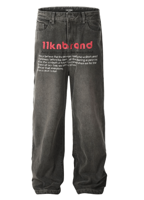 Japanese Brand × Jean Retro letter print washed distressed straight casual jeans Size US 32 / EU 48 - 5 Thumbnail