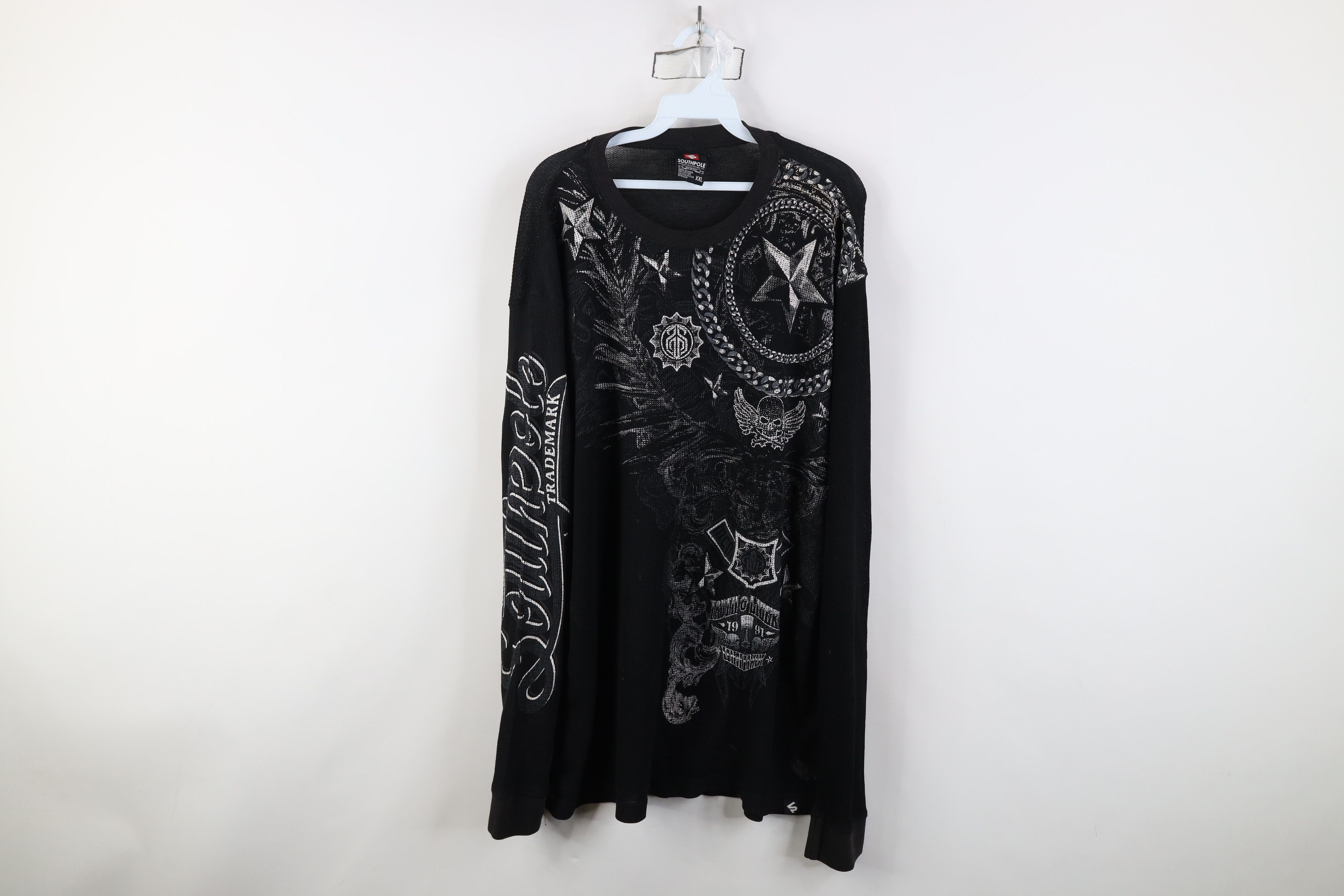 Southpole Vintage Y2K Southpole Skull Waffle Knit T-Shirt Black Size US XXL / EU 58 / 5 - 1 Thumbnail