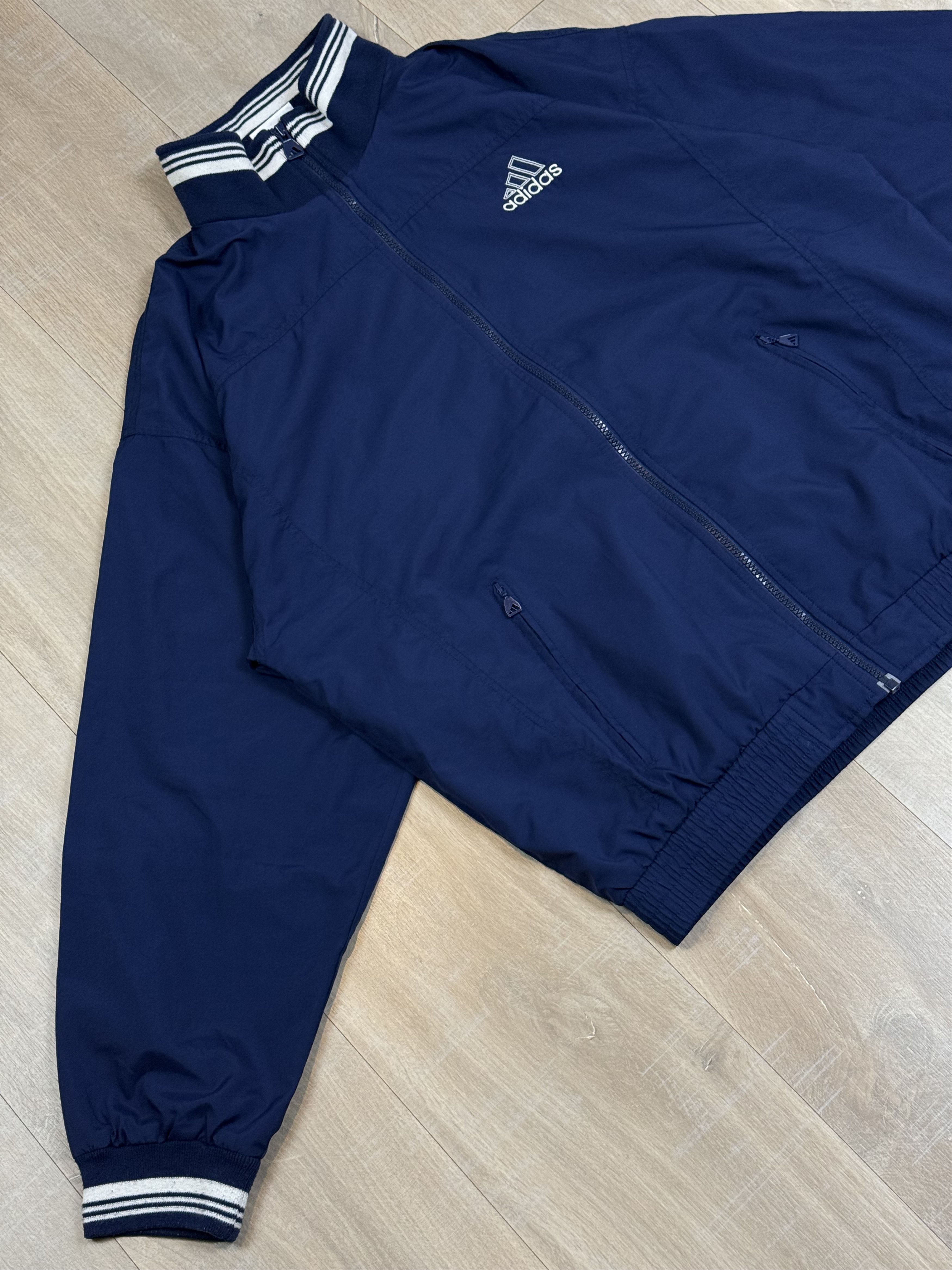 Adidas Vintage Adidas Windbreaker Navy Blue Size M Size US M / EU 48-50 / 2 - 2 Thumbnail