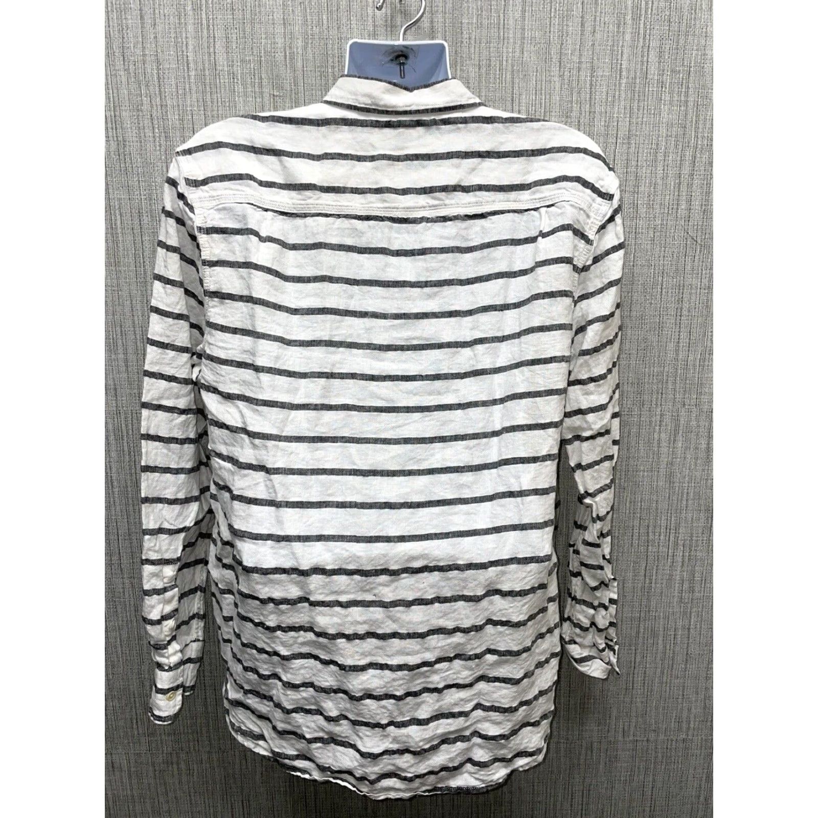 Lucky Brand Lucky Brand Linen Shirt Men XL Gray Striped Button-Down Long Sleeve Size US XL / EU 56 / 4 - 6 Thumbnail