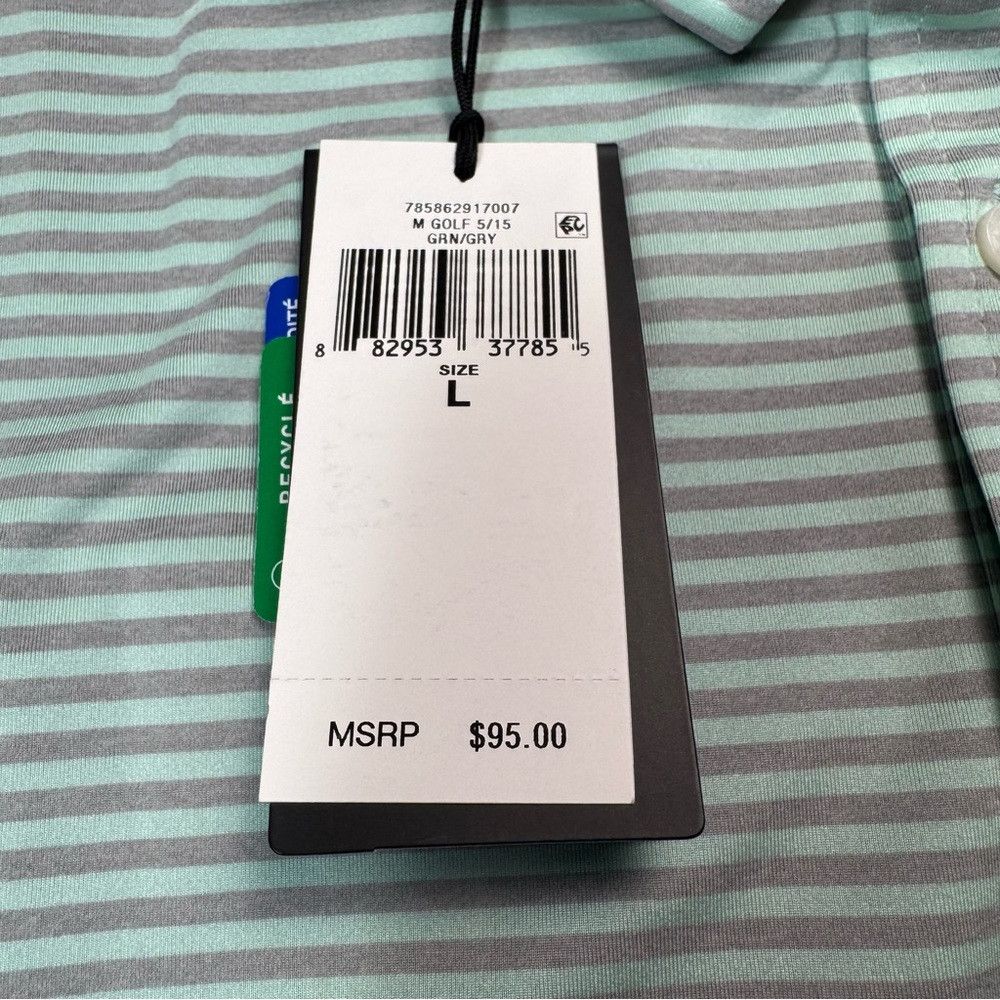 RLX Ralph Lauren NWt New $95 RLX Ralph Lauren Golf Green Grey Stripe Polo Sh Size US L / EU 52-54 / 3 - 7 Thumbnail