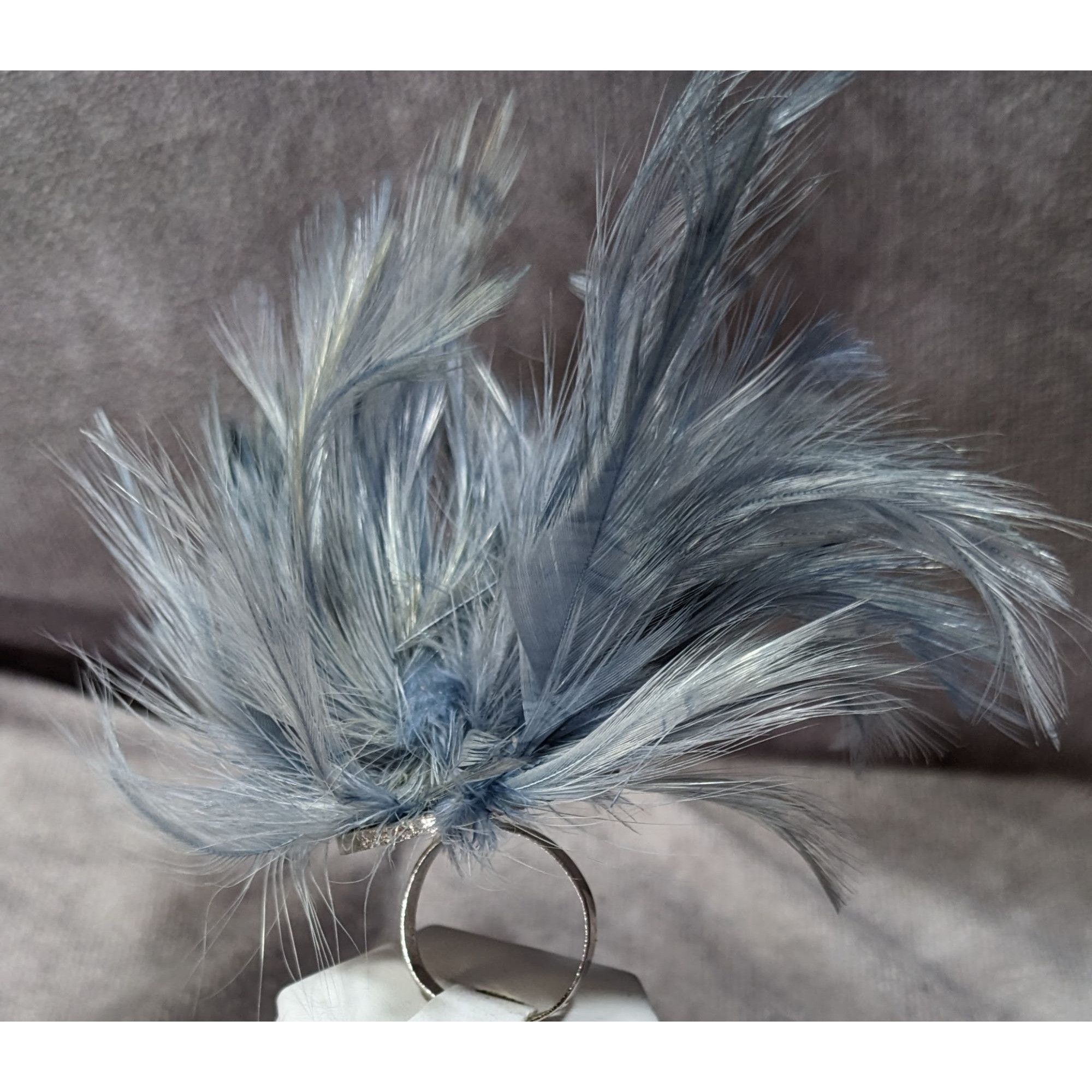 Other Funky Grey Feather Adorned Statement Ring Size ONE SIZE - 8 Thumbnail