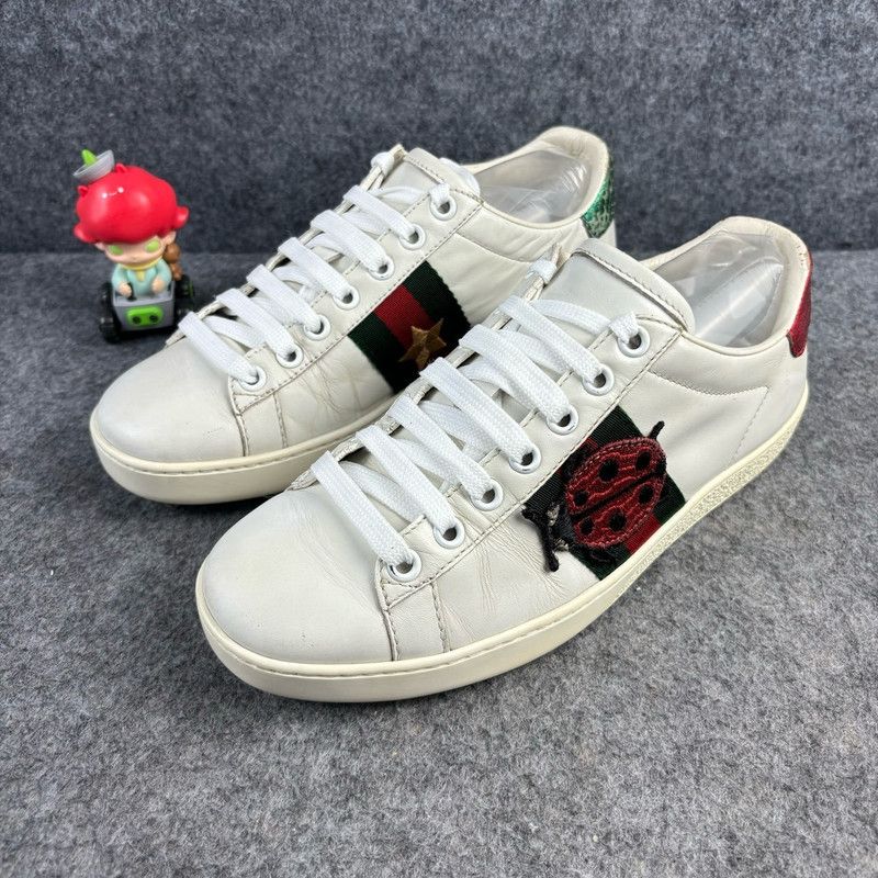 Gucci Gucci Ace Leather Sneakers with Pineapple Embroidery 0079 Size US 4.5 / IT 34.5 - 1 Thumbnail