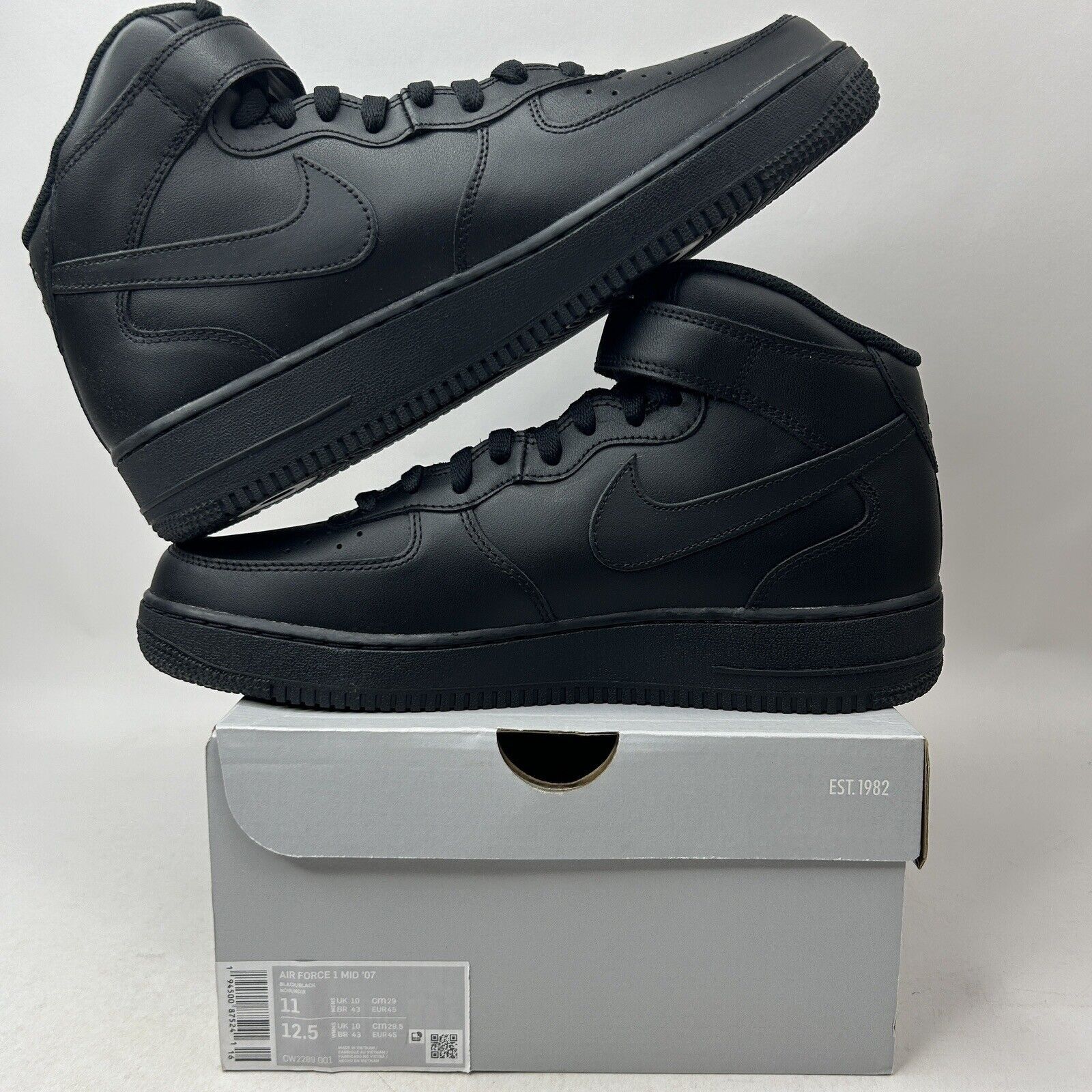 Nike Nike Air Force 1 Mid '07 "Triple Black" 2024 Size US 11 / EU 44 - 3 Thumbnail