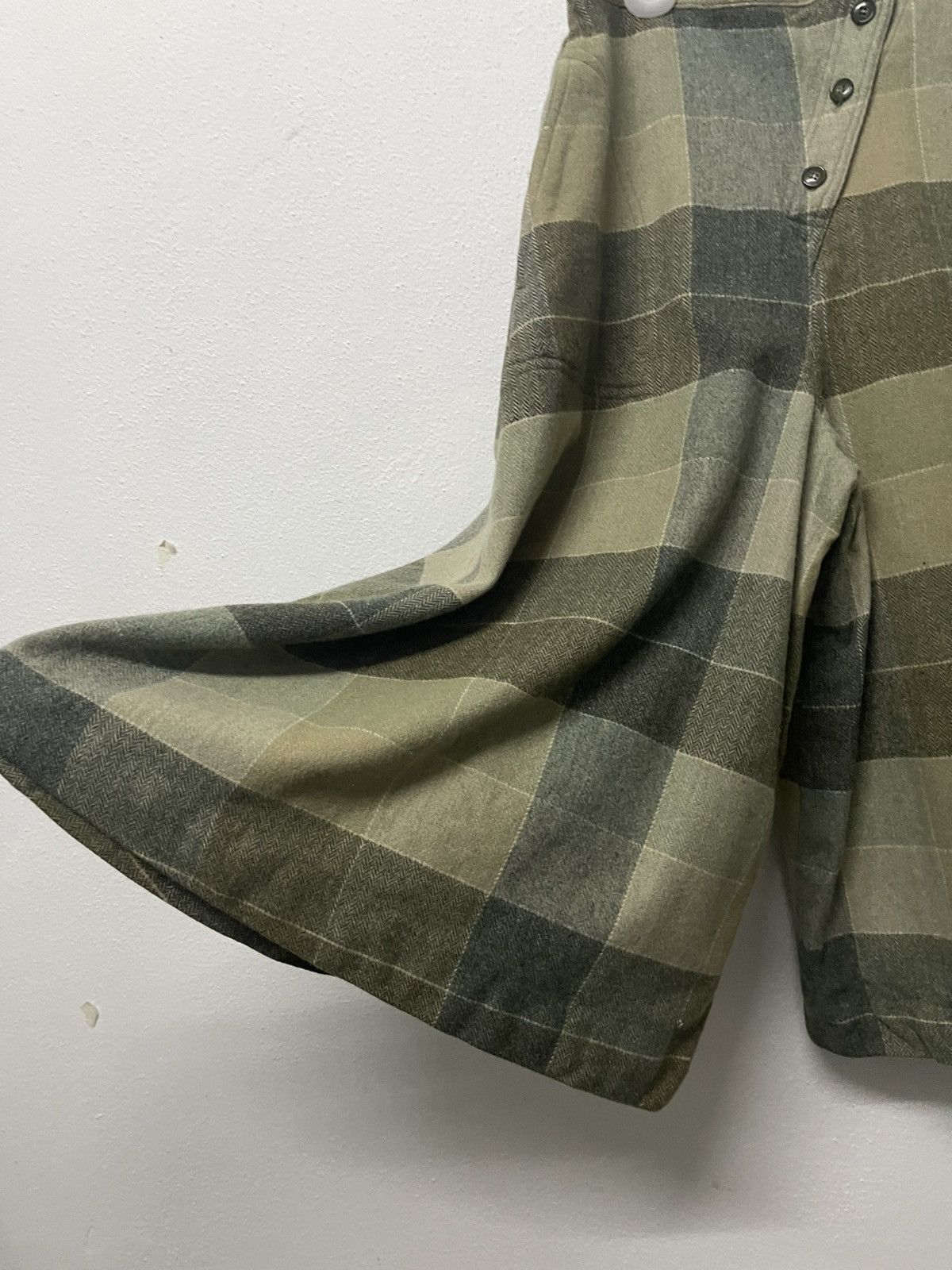 Comme des Garcons 80s COMME DES GARCONS TARTAN CHECKED OPEN LEG WOOL PANT Size 22" - 4 Thumbnail