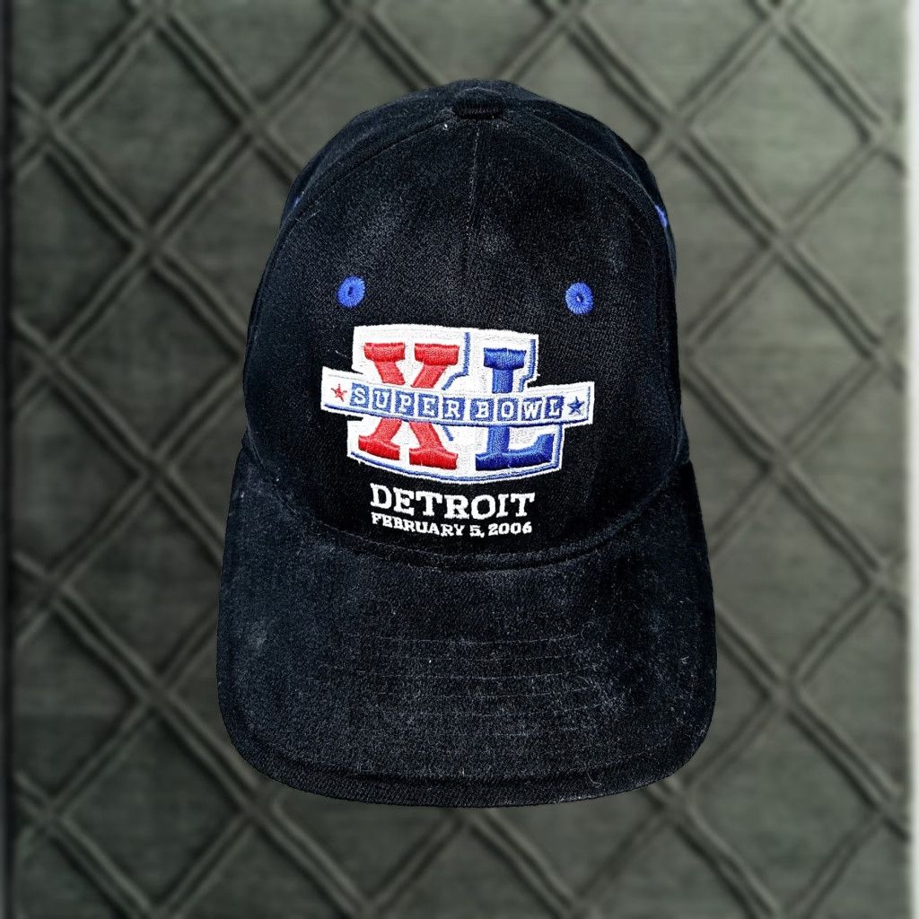 Reebok Reebok Detroit Football Hat Black OSFA XL Cap Men Baseball Logo Super Bowl XL 2006 Size ONE SIZE - 1 Thumbnail