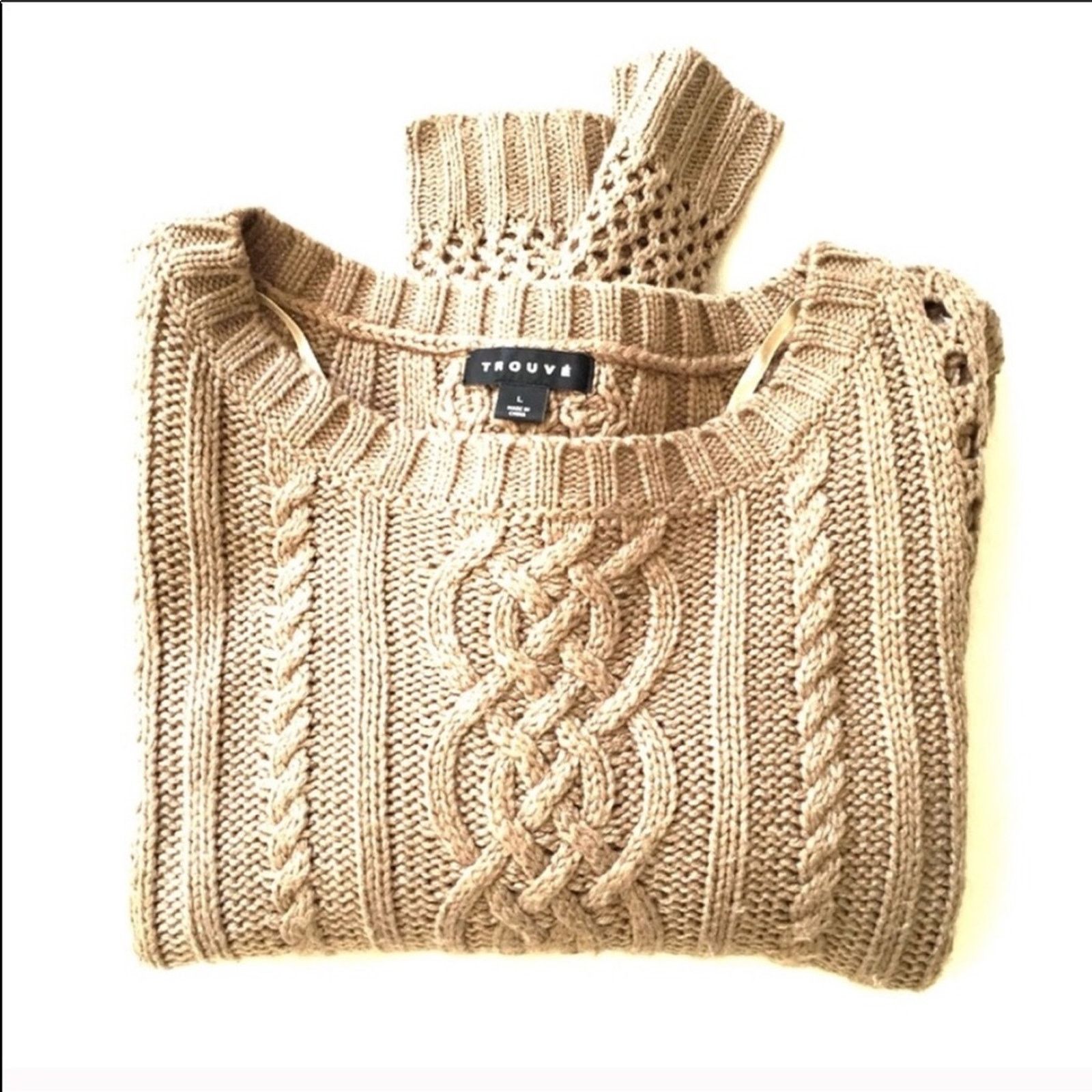 Nordstrom NORDSTROM Trouve Open Weave Pullover Sweater Chunky Knit Size L / US 10 / IT 46 - 5 Thumbnail