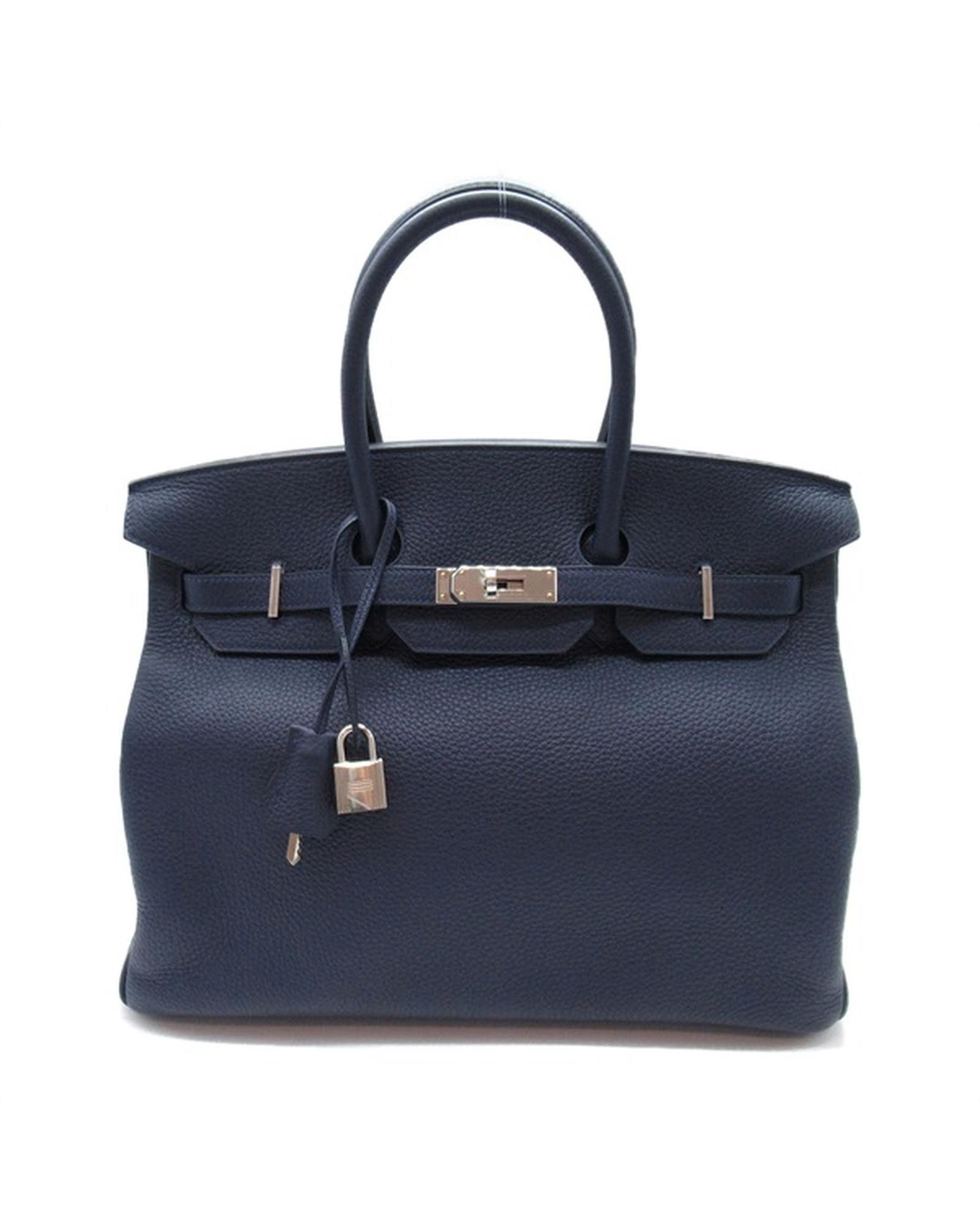 image of Hermes Blue Togo Leather Birkin Bag - 35Cm, Women's