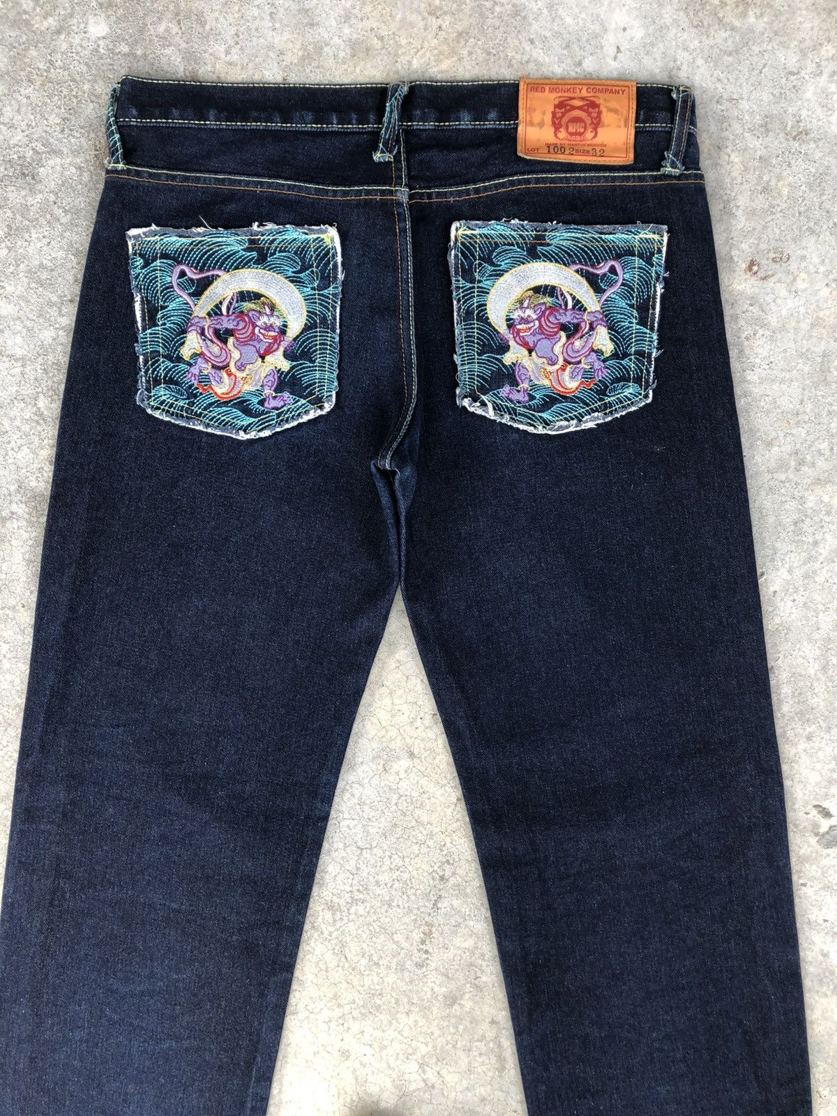 RMC Jeans Red Monkey Company Embroidered Jeans Distressed Size US 33 - 8 Thumbnail