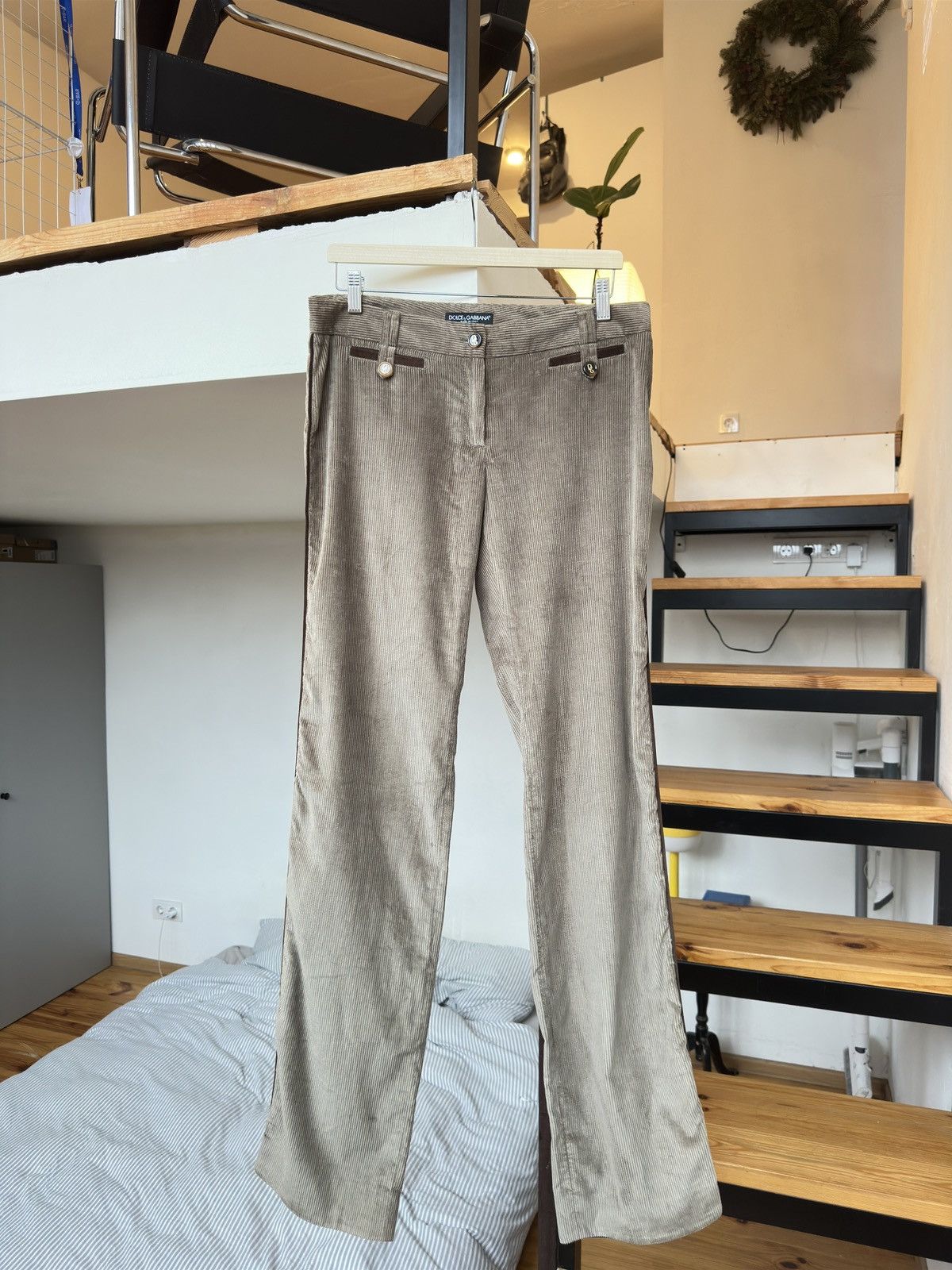 Dolce & Gabbana Dolce & Gabbana Beige Corduroy Pants Made In Italy 44 Size 30" / US 8 / IT 44 - 4 Thumbnail