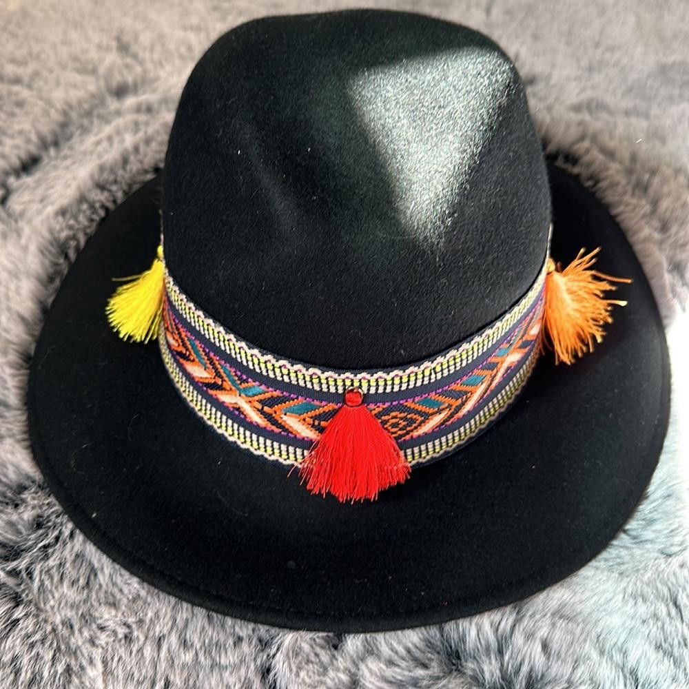 Designer Intrend by MaxMara Felt Fedora with Embroidered Ribbon. Size ONE SIZE - 1 Thumbnail