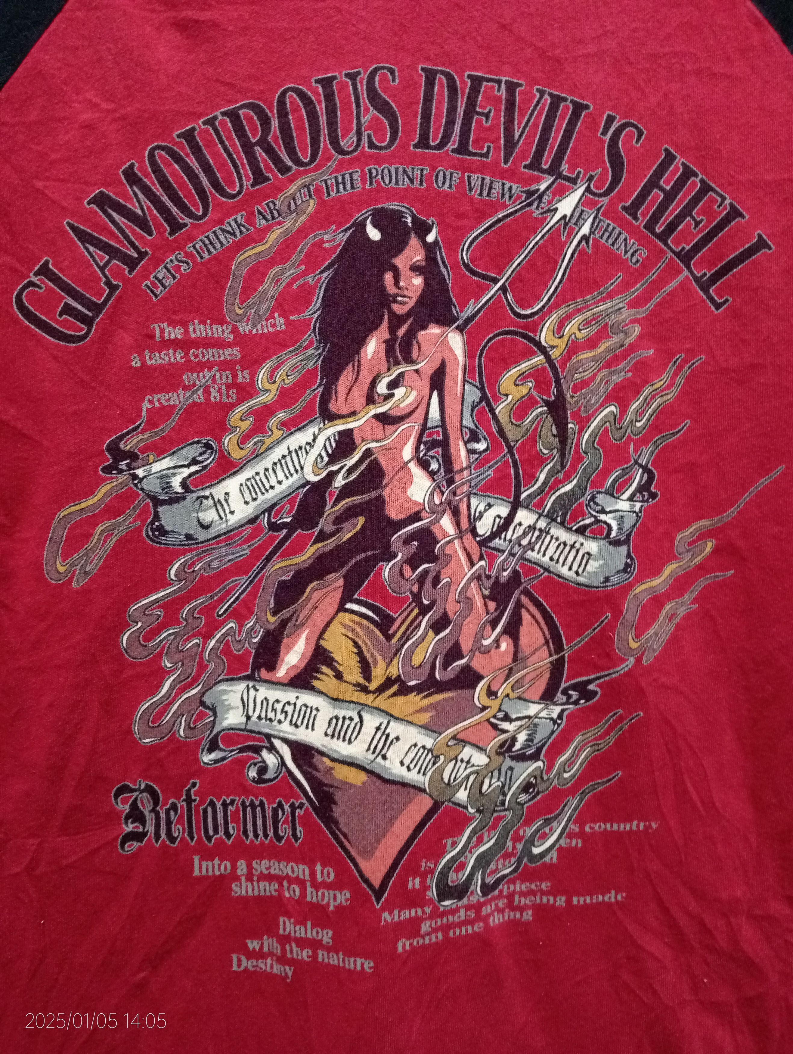 Japanese Brand Vintage Punk Glamourous Devil's Hell Long Sleeve Tshirt Size US L / EU 52-54 / 3 - 2 Thumbnail