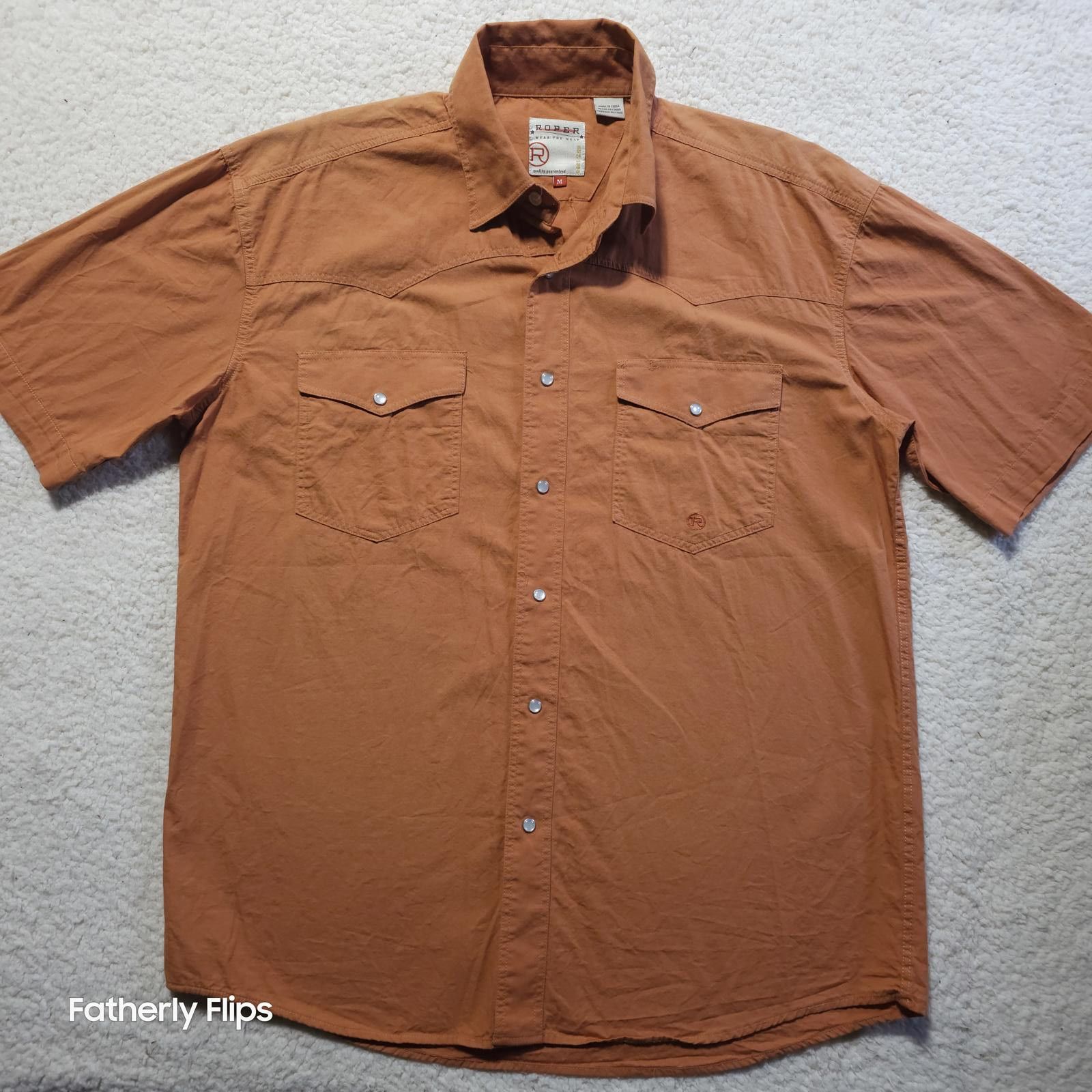 Roper Roper Mens Western Short Sleeve Shirt Medium Rust Pearl snap Size US M / EU 48-50 / 2 - 1 Thumbnail