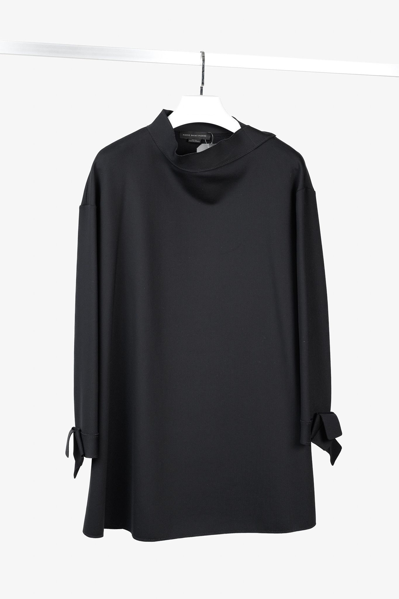 Marie Saint Pierre Marie Saint Pierre Black Banded Collar Polyamide Swing Dress Size XL / US 12-14 / IT 48-50 - 1 Thumbnail